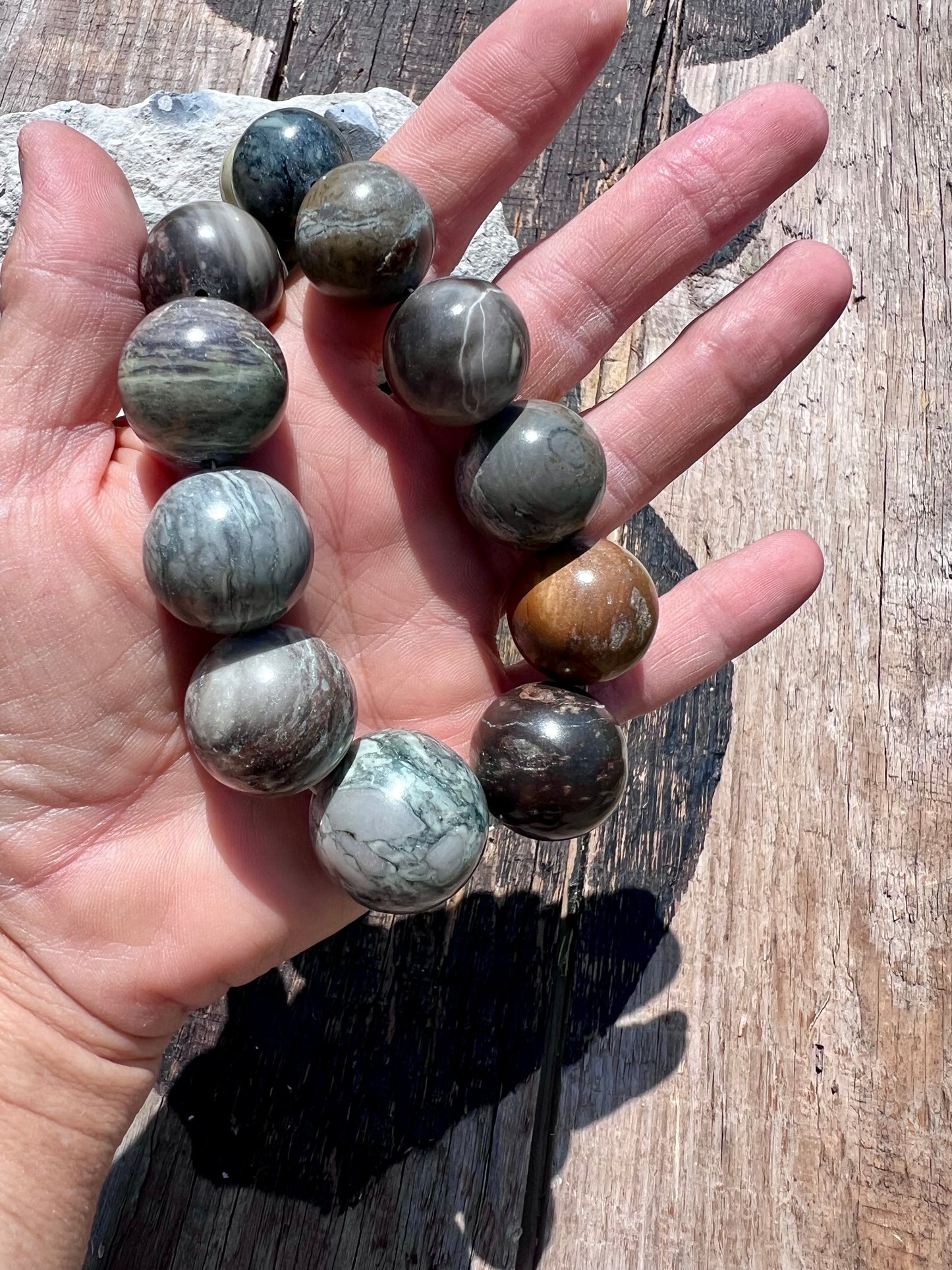 Vintage Chunky Jasper Bead & Sterling Necklace by Jay King 24”