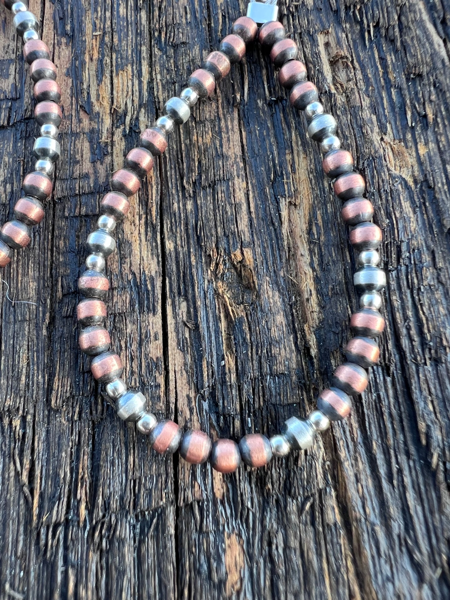 Copper & Sterling Bead Dangle Hoop Earrings 2.75β