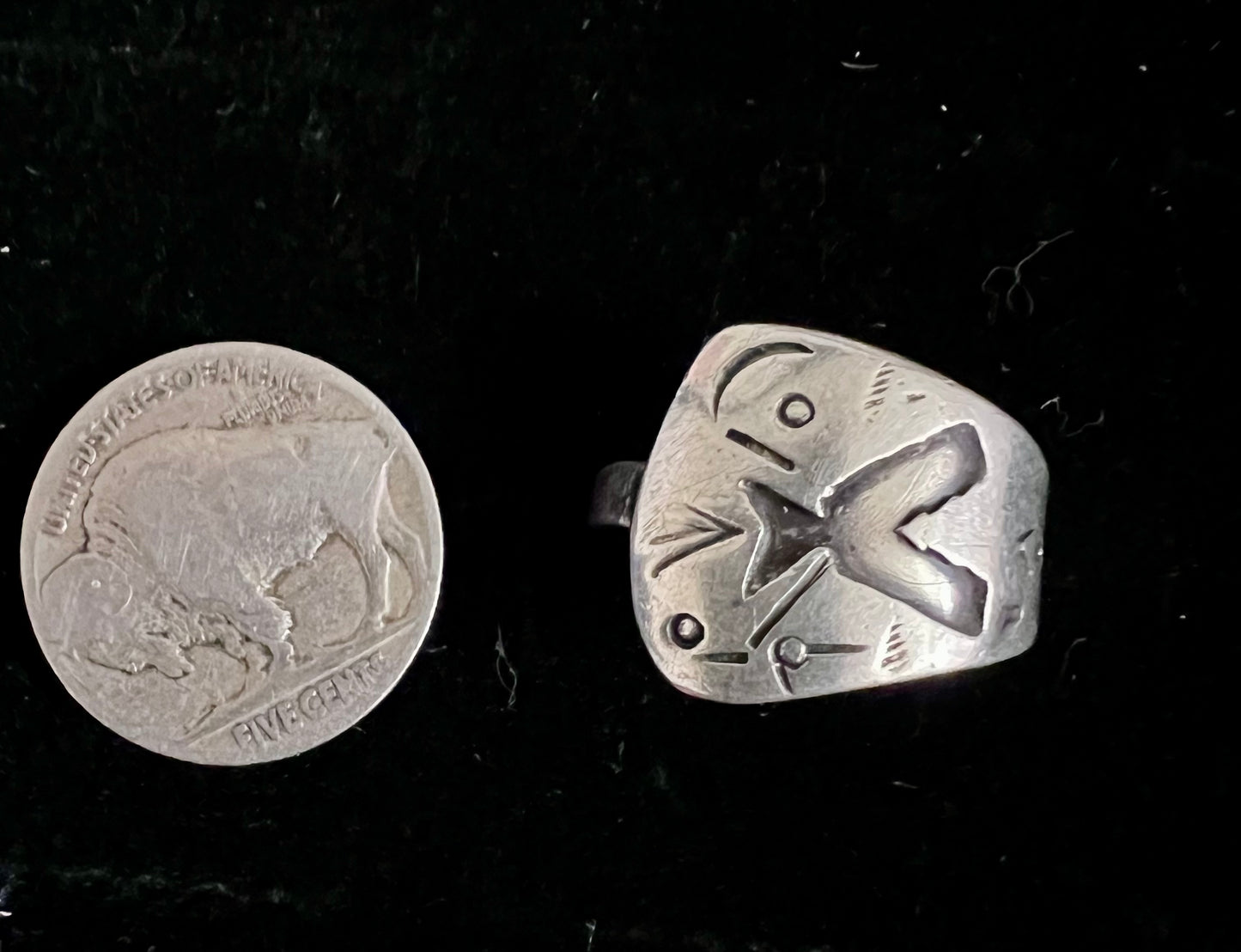 Vintage Navajo Handmade Sterling Teepee Stamped Ring Sz 10