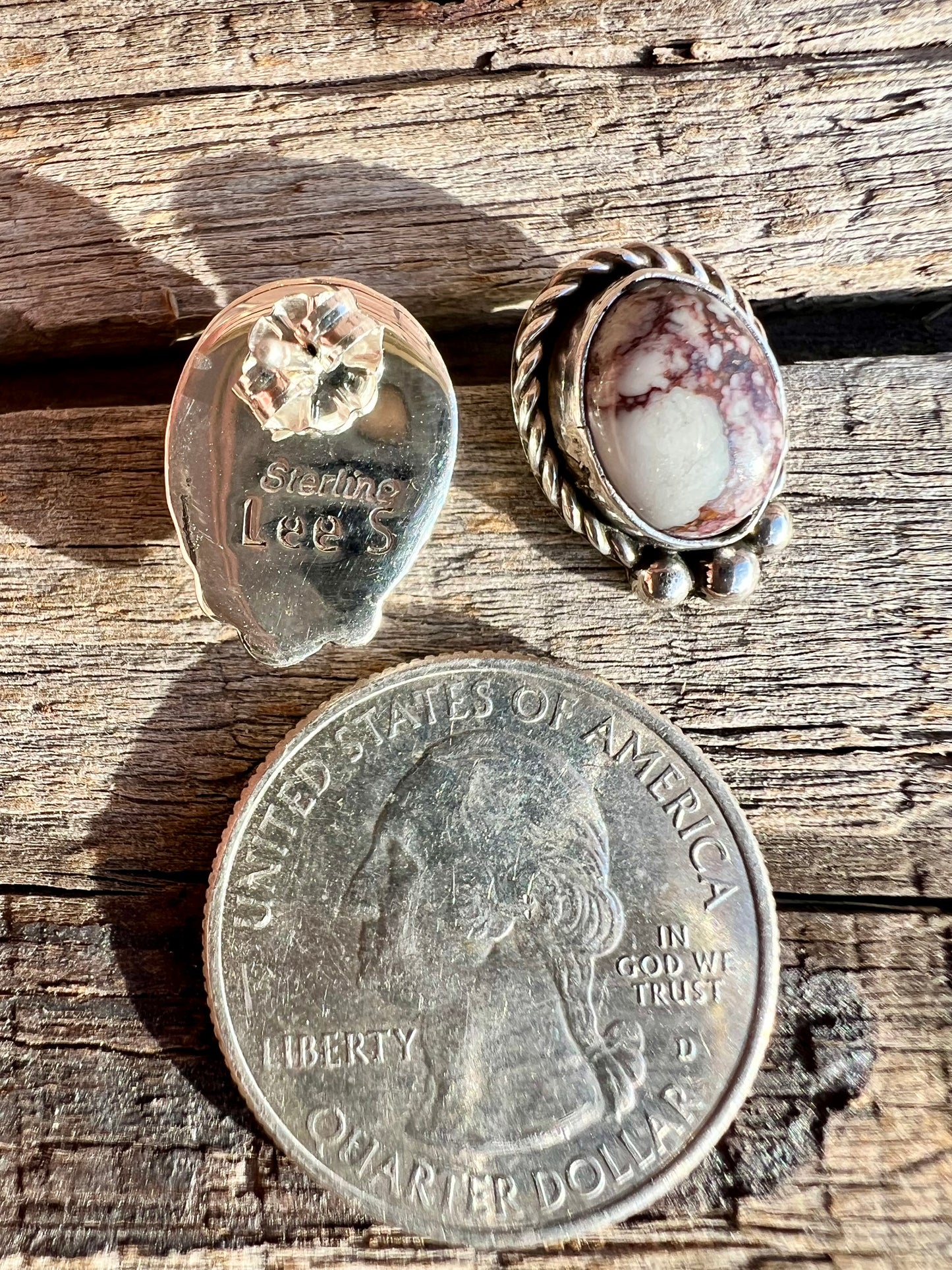 Wild Horse Magnesite & Sterling Silver Post Earrings- Navajo Handmade by Lee Sandoval