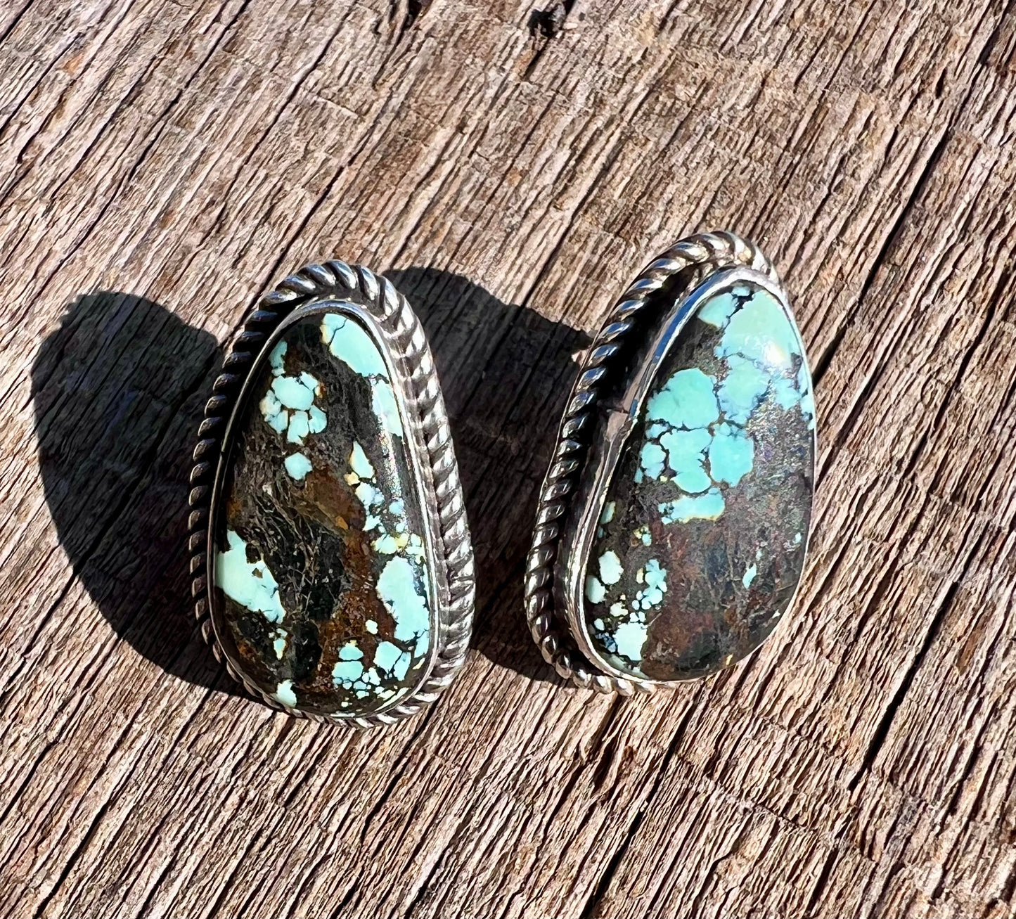 Native American Handmade Nevada New Lander Variscite Post Earrings 3/4β