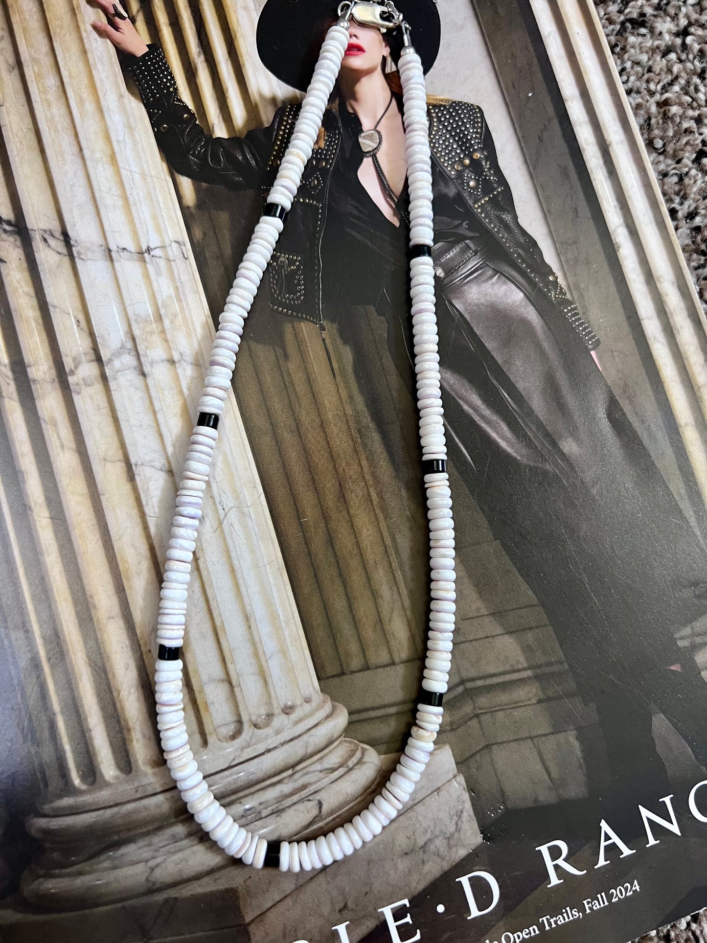 Wampum & Onyx Beaded 5mm Necklace 18-20β
