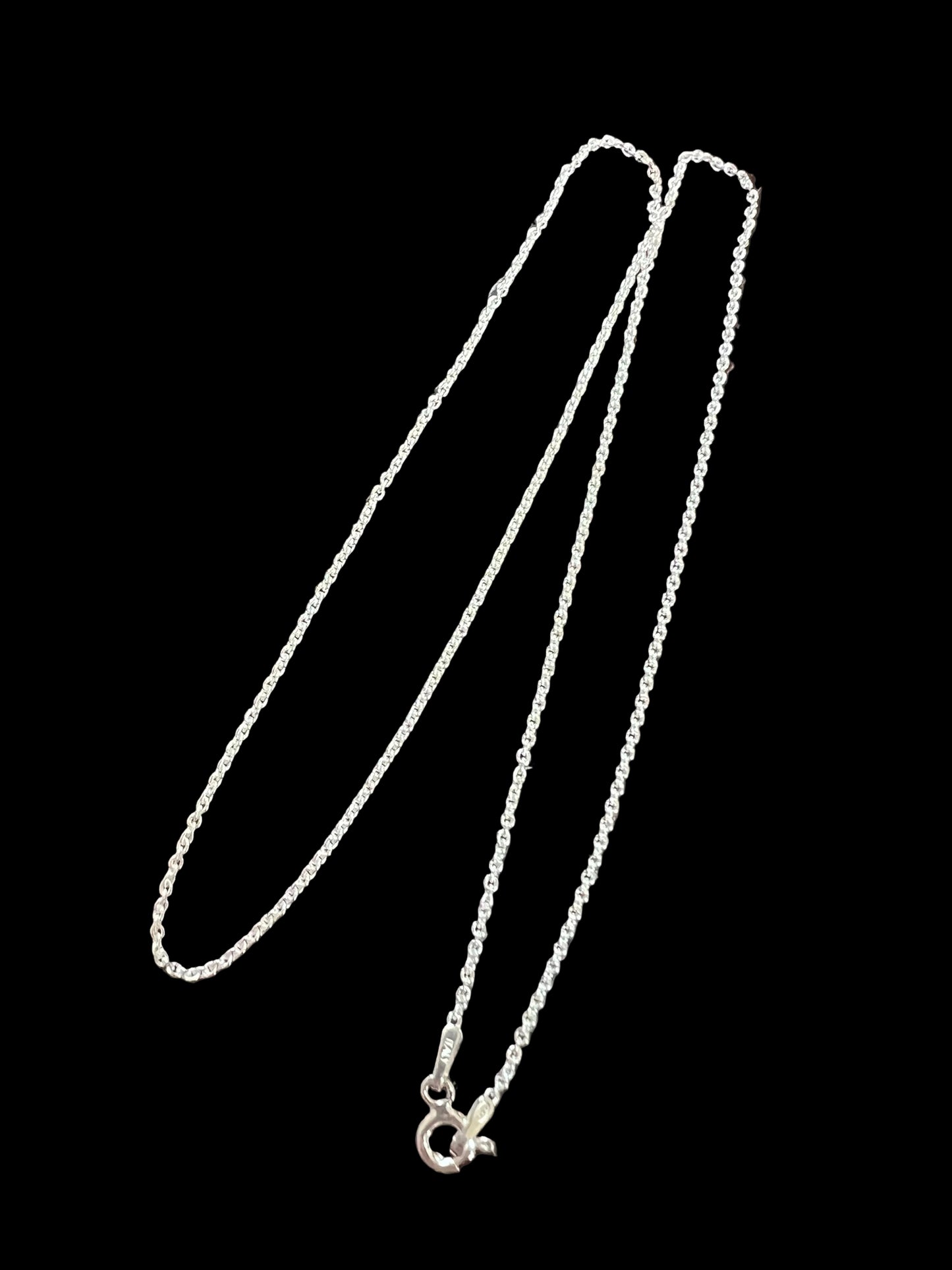 Dainty Sterling Silver Rolo Chain Necklace 16” (Made in Italy)