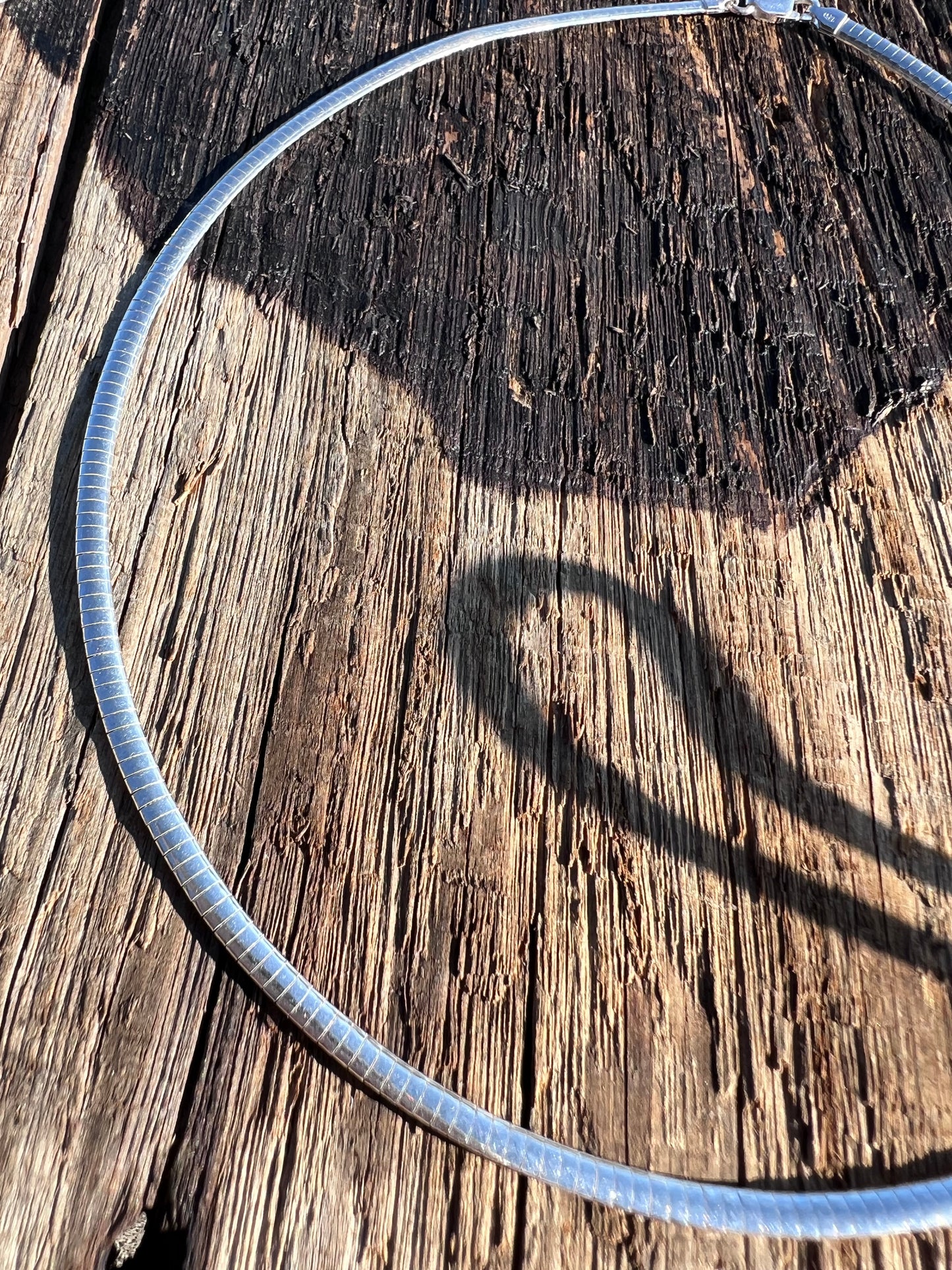 Sterling Silver Heavy Omega 4mm Necklace 16”