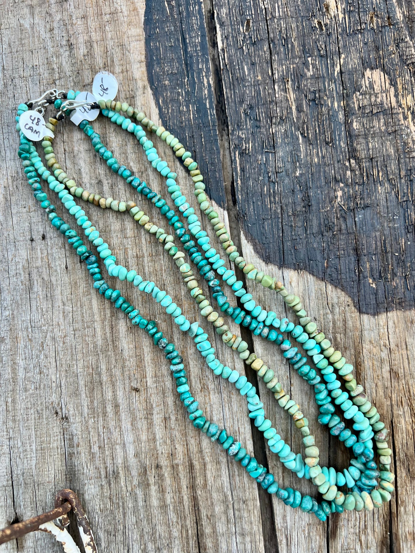 3 Single-Strand 19β Campitos Turquoise Necklaces w/ Sterling Clasp