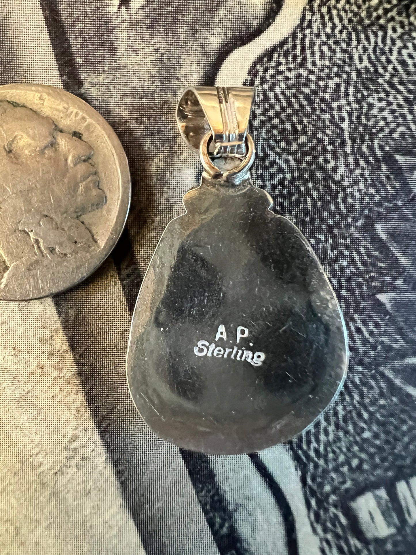 Carico Lake Turquoise & Sterling Navajo Handmade Pendant