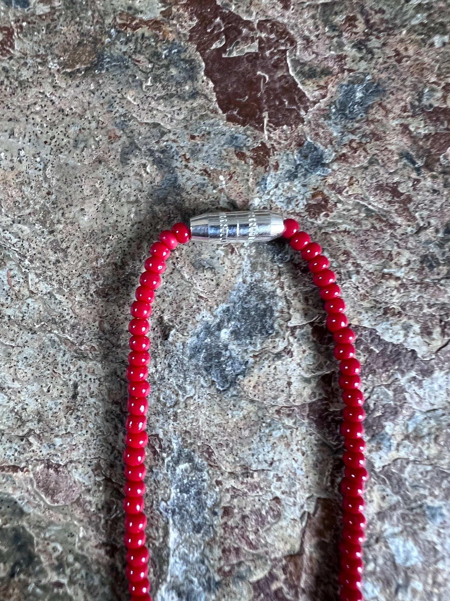 Sterling & Red Coral Naja Pendant 1β Necklace 16β