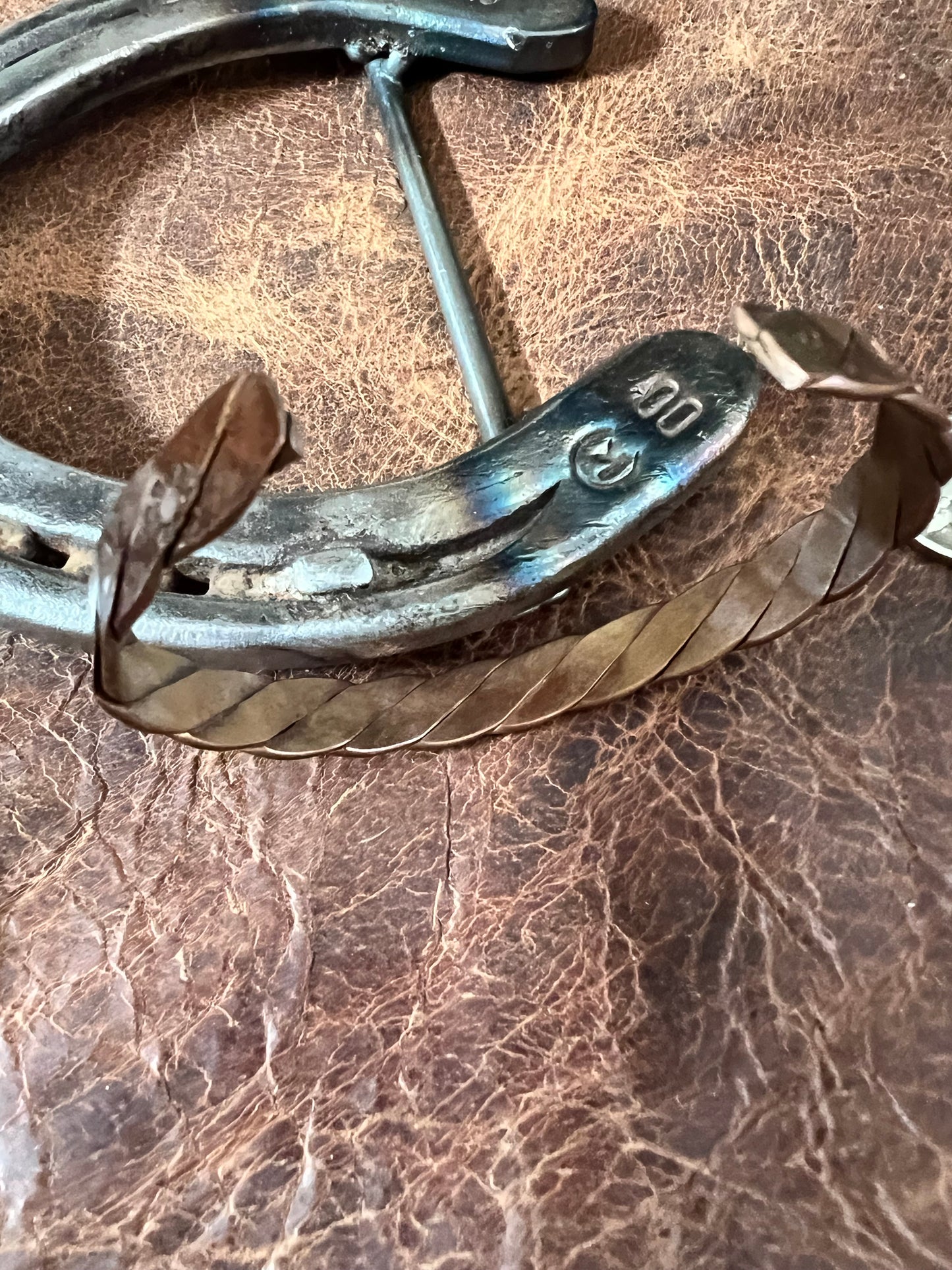 Vintage Copper Flower Stamped Cuff Bracelet Sz 7.75”