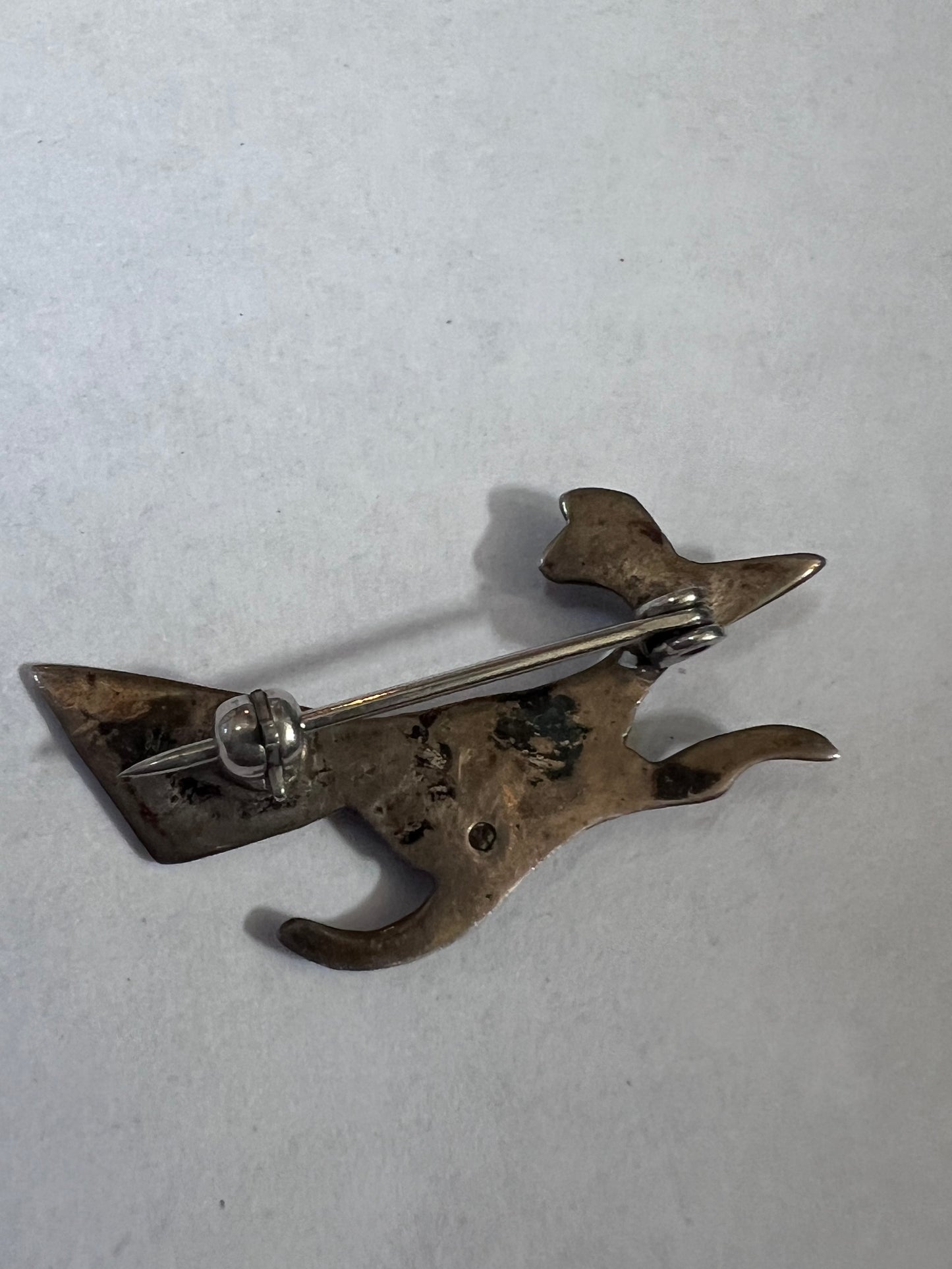 Vintage Handmade Sterling & Turquoise Road Runner Pin 1.3β x .6β