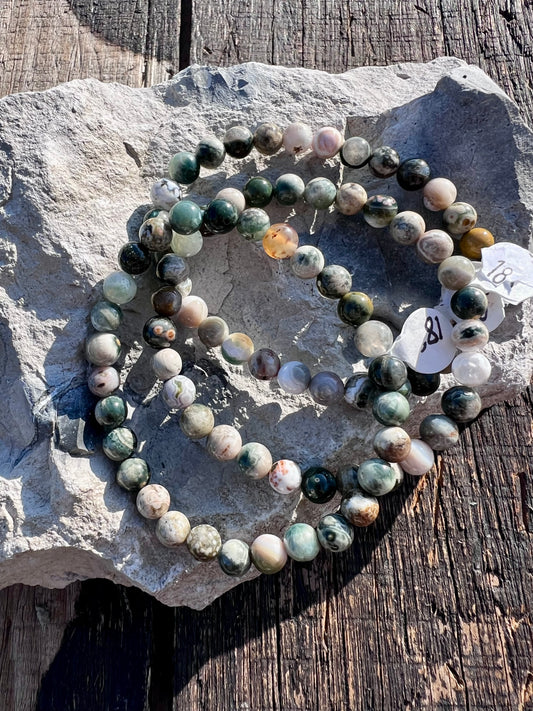 Arizona Agate Round 6mm Bead Stretch Bracelet Sz 7 (Set of 3)