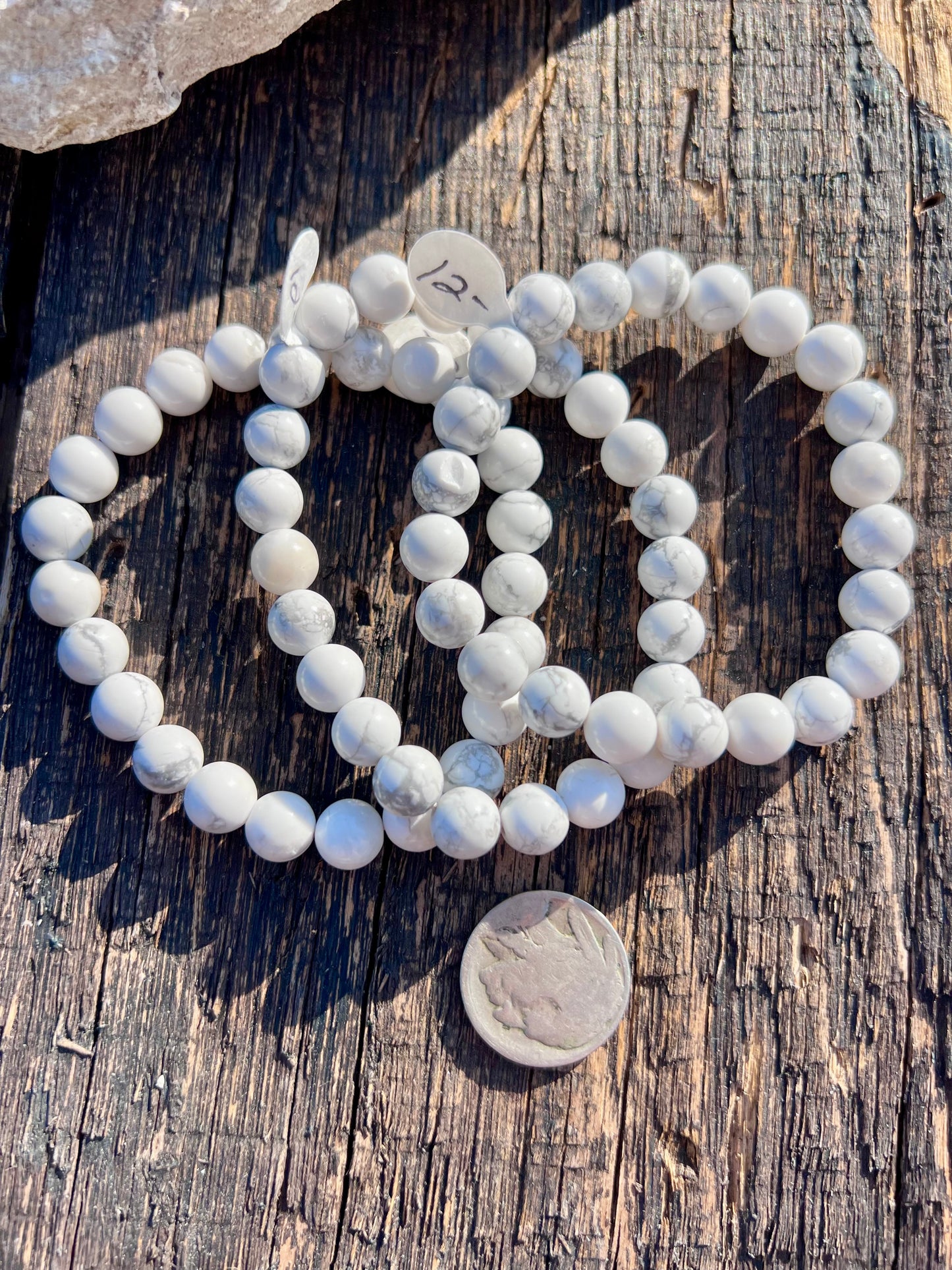 Howlite Round 8mm Bead Bracelets Sz. 7 (Set of 3)