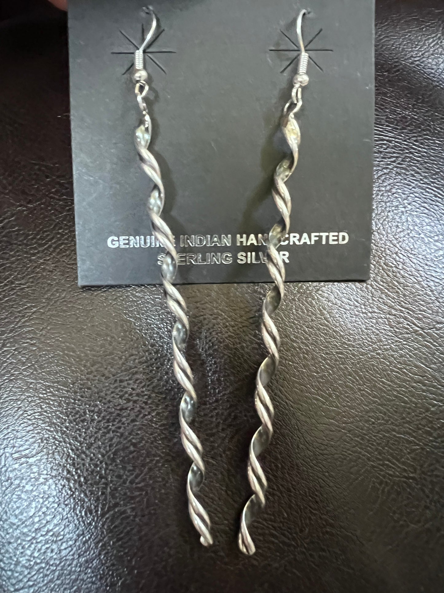 Navajo Handmade Long Spiral Dangle Earrings 4β