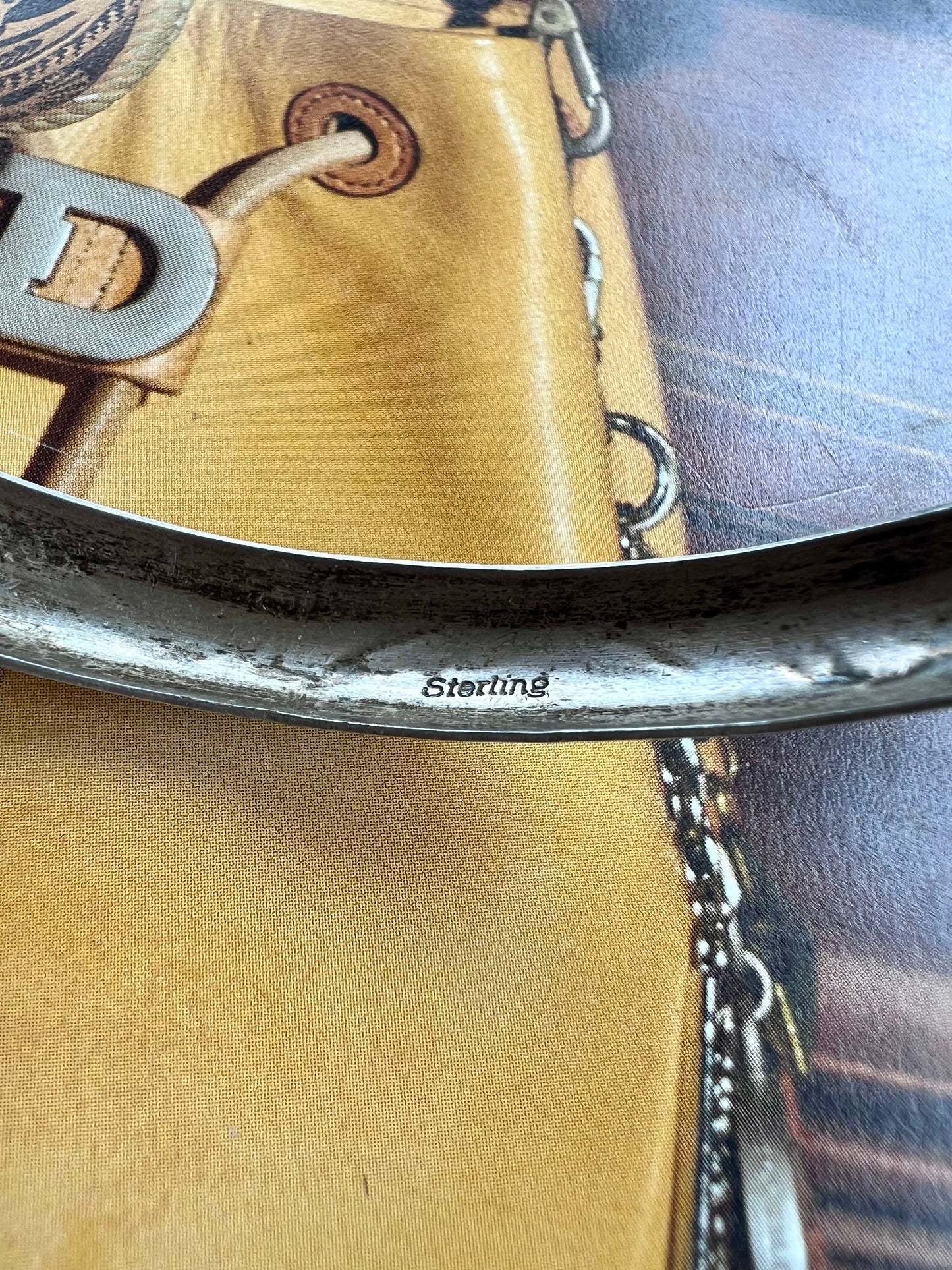 Vintage Native Navajo Handmade Sterling Silver Stamped Bangle Sz 2 5/8β