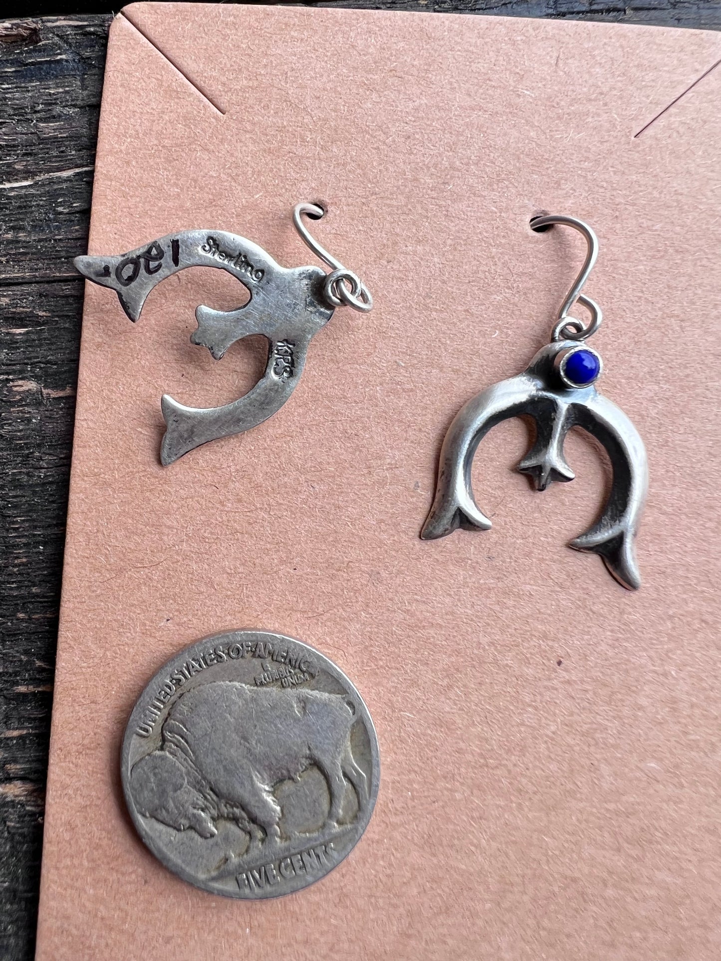 Native Navajo Handmade Sterling & Lapis Dainty Dangle Earrings 1.25β