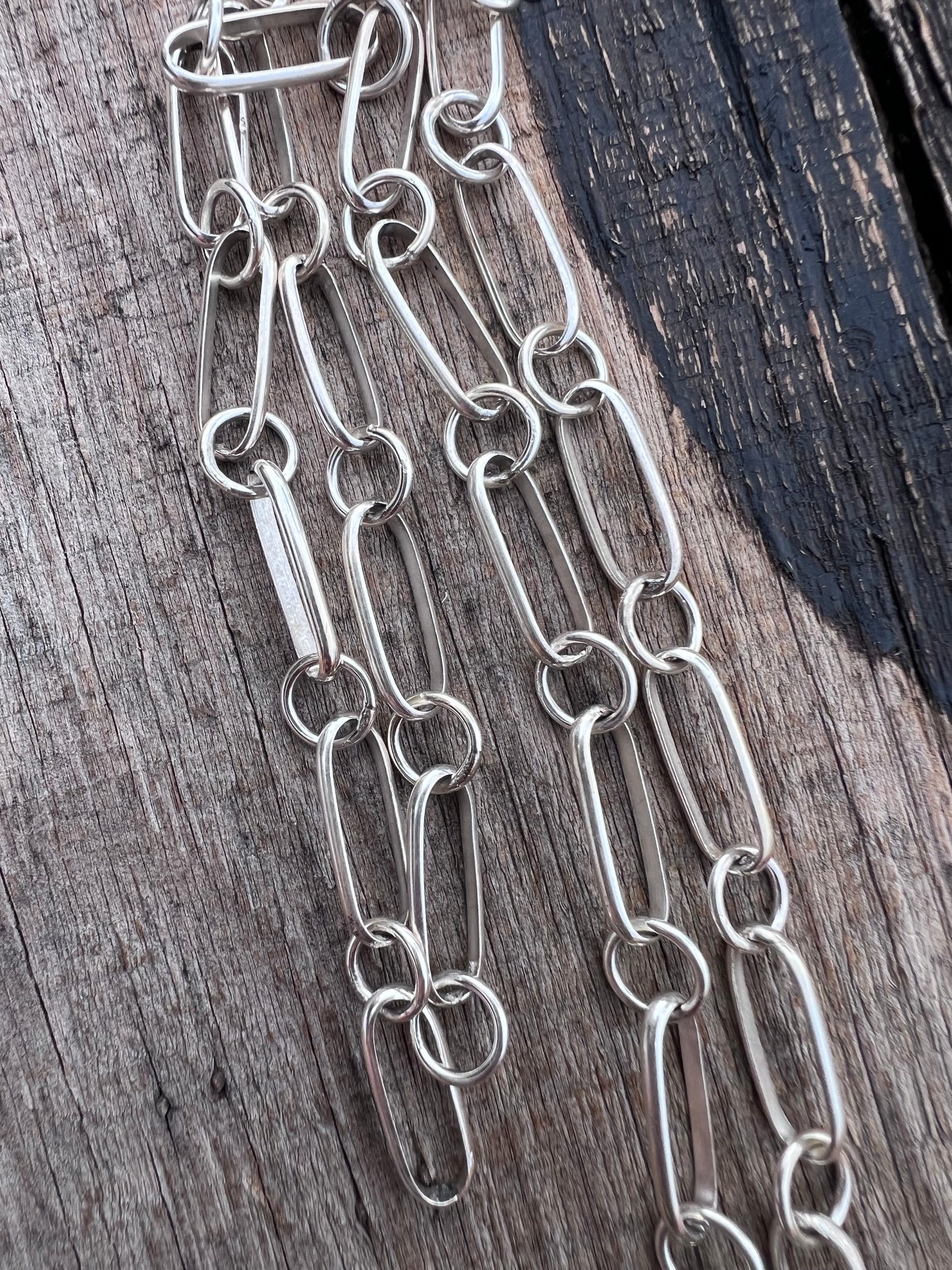 Handmade Sterling Silver Paperclip Link Chain Necklace 25”