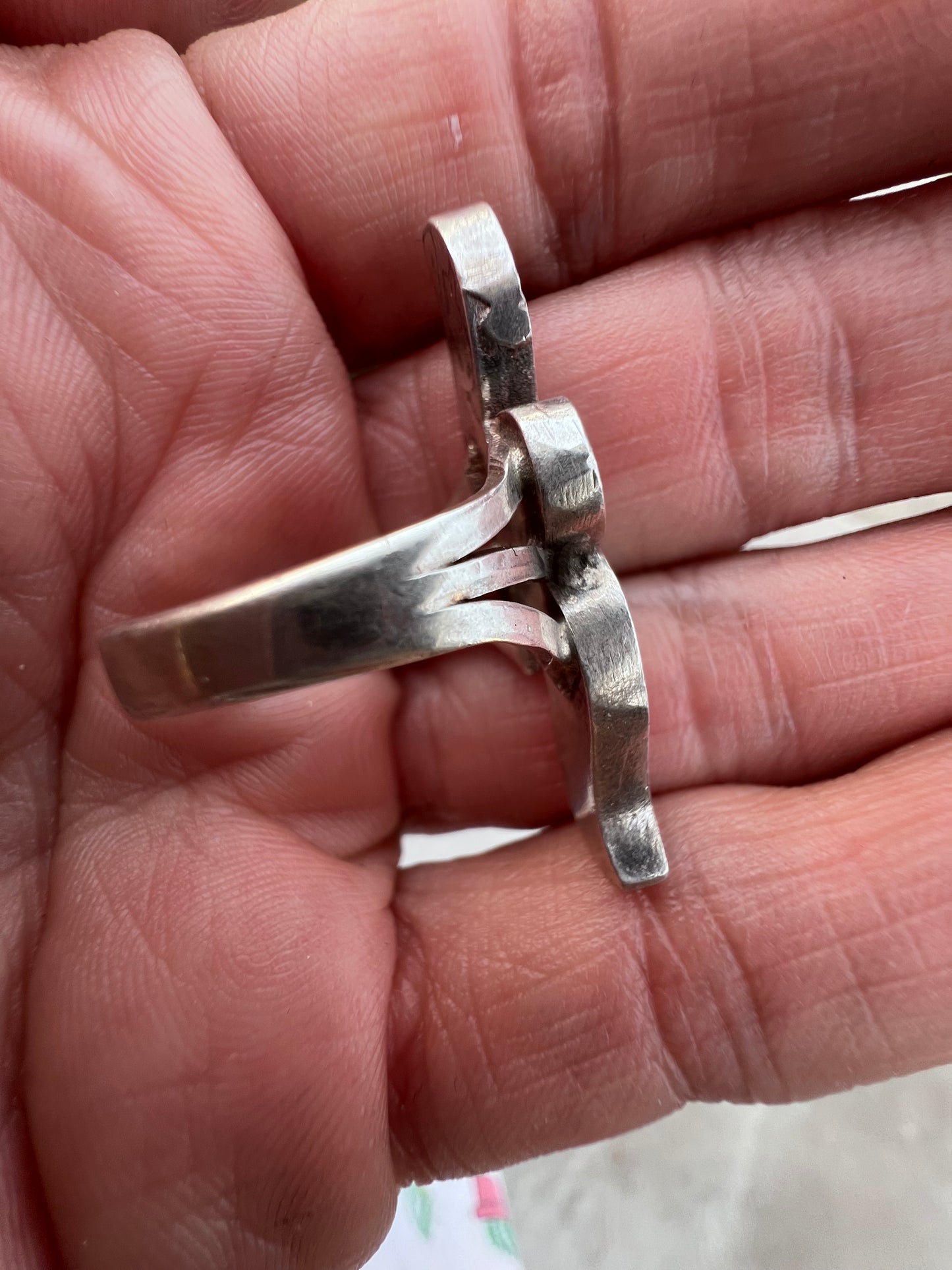 Handmade Sterling & Turquoise Inlaid Ring Sz 6.75