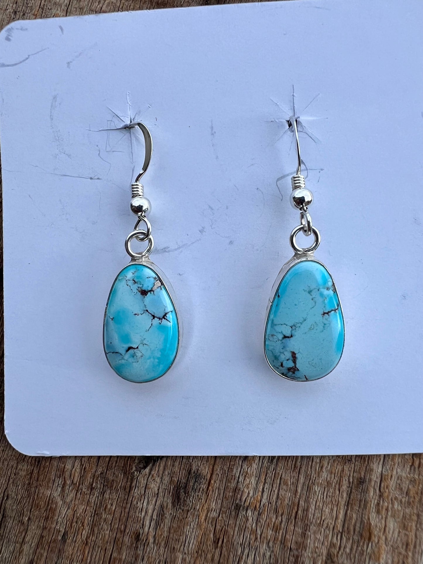 Native Navajo Handmade Sterling & Golden Hills Turquoise Dangle Earrings 1 5/8β