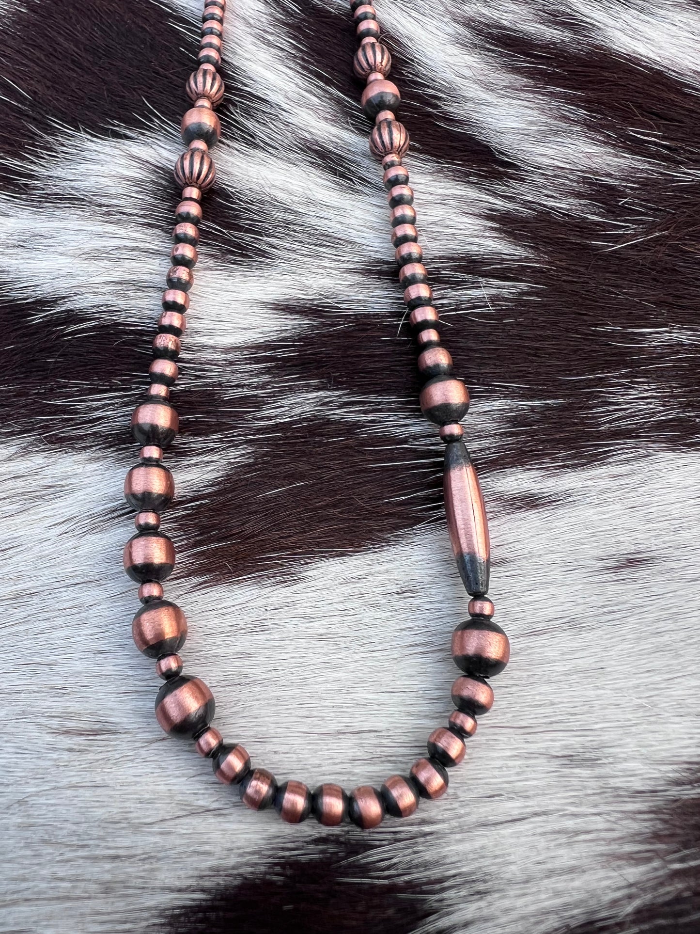 Genuine Oxidized Copper Bead 3-6mm Bead Necklace 30β