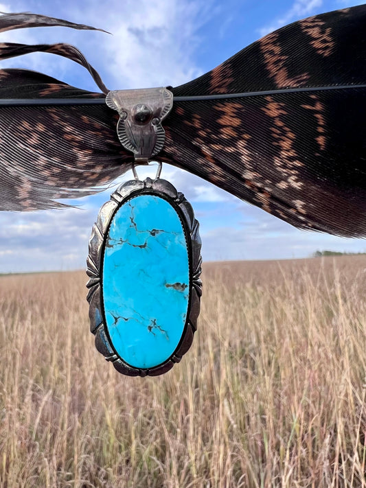 Handmade by Running Bear. Sterling & Kingman Turquoise Pendant