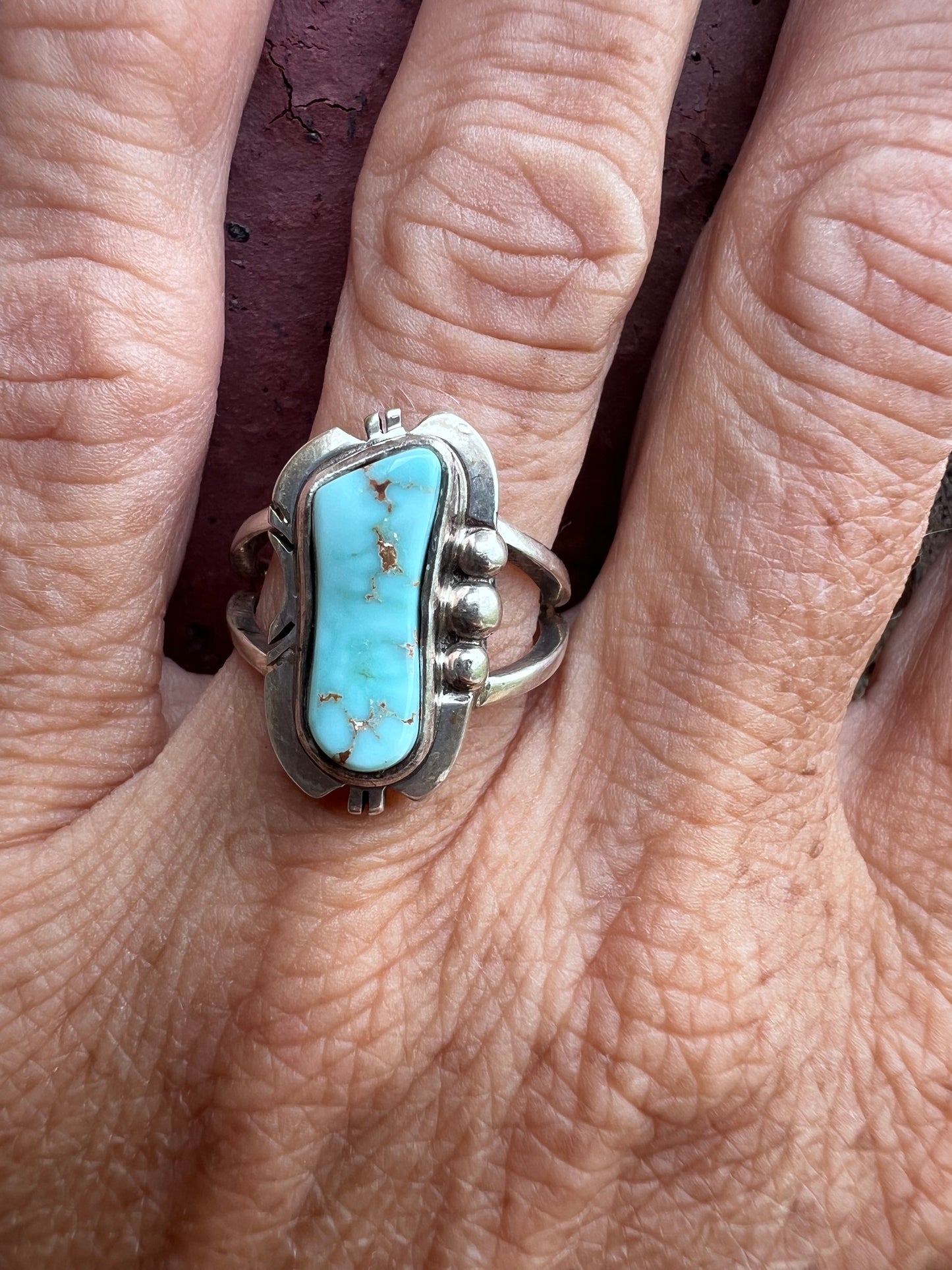 Vintage Native American Handmade Dry Creek Turquoise & Sterling Ring Sz 7