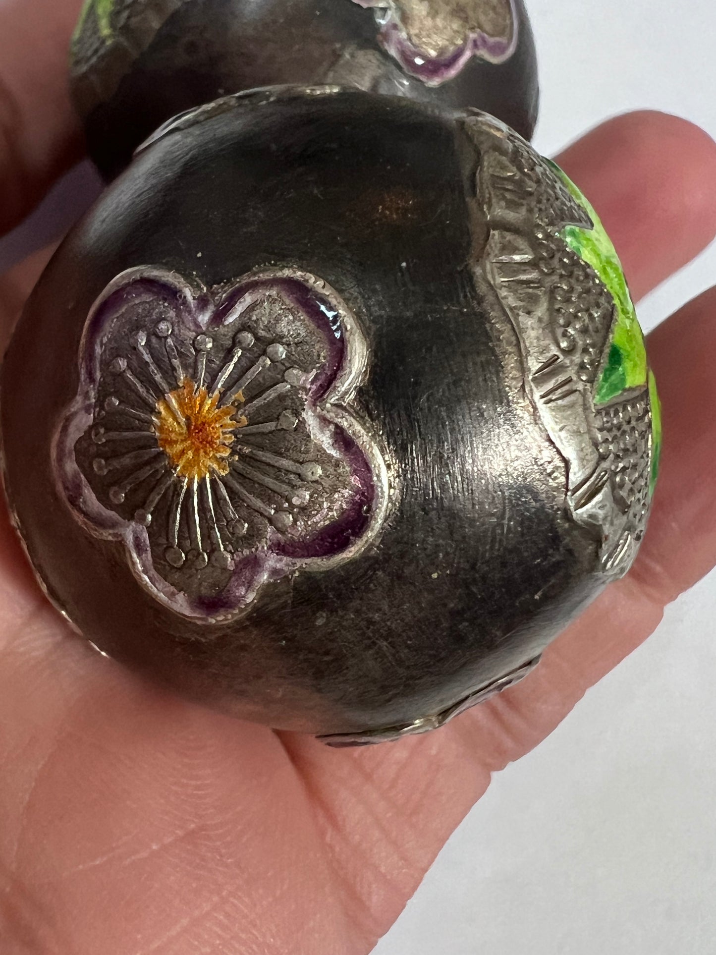 Two Large Vintage Sterling Silver Beads 38mm