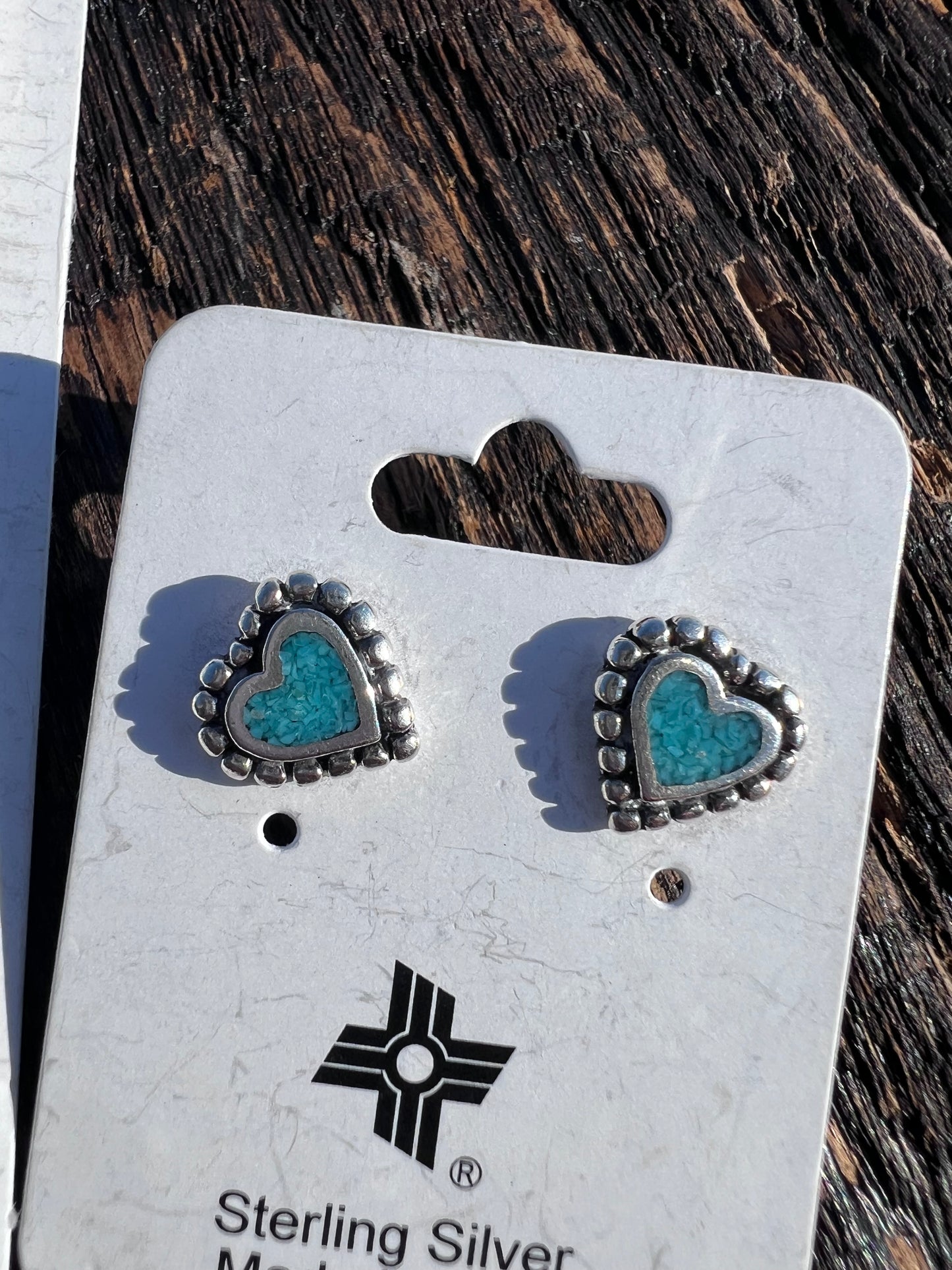 Sterling Liquid Silver & Turquoise Heart Necklace 15.5β & Post Earrings 3/4β