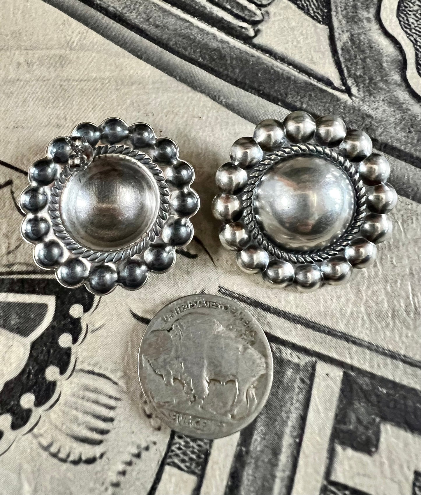 Large Concho Post Earrings 1.2”