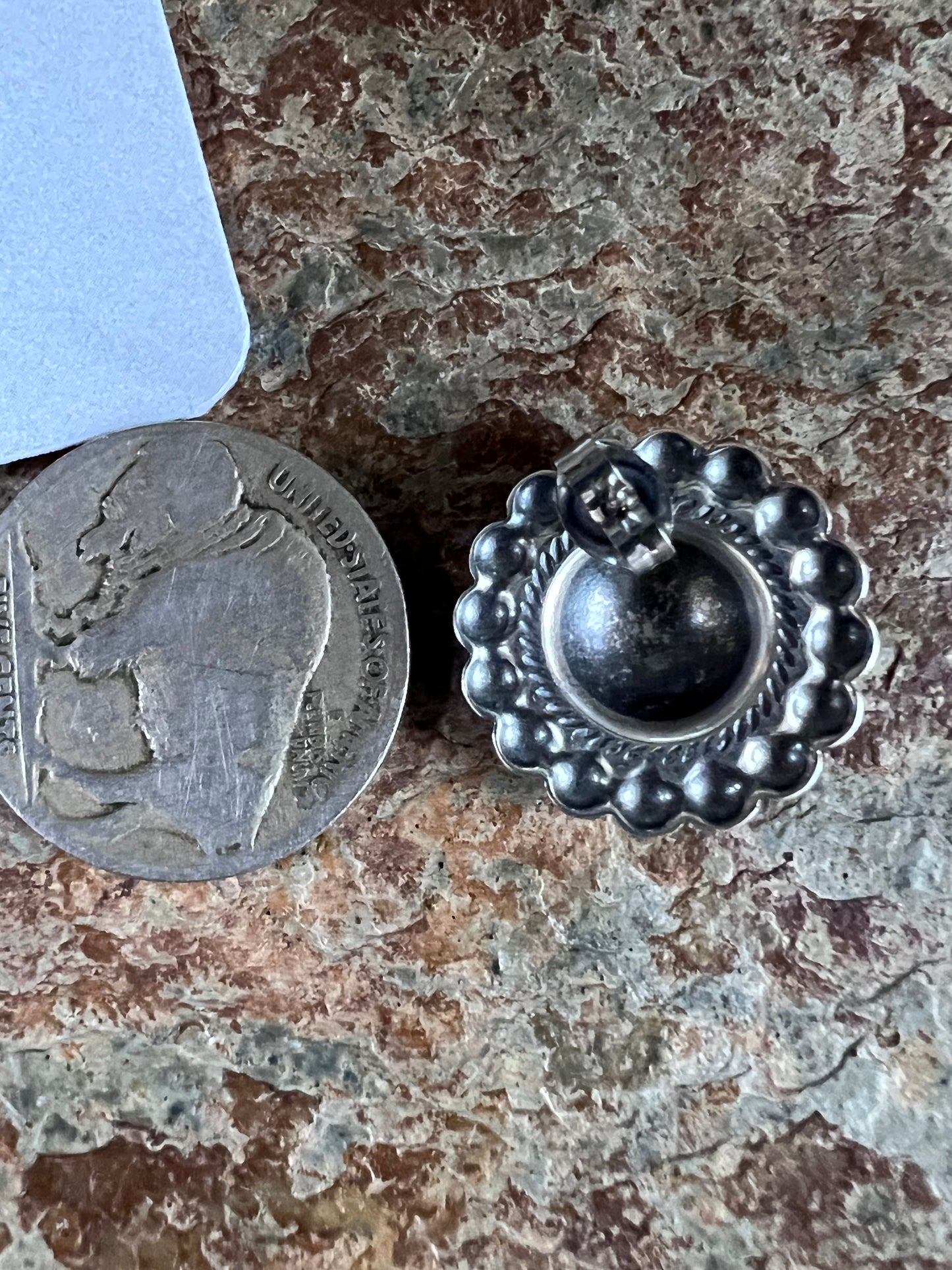 Sterling Silver Concho Post Earrings 3/4β