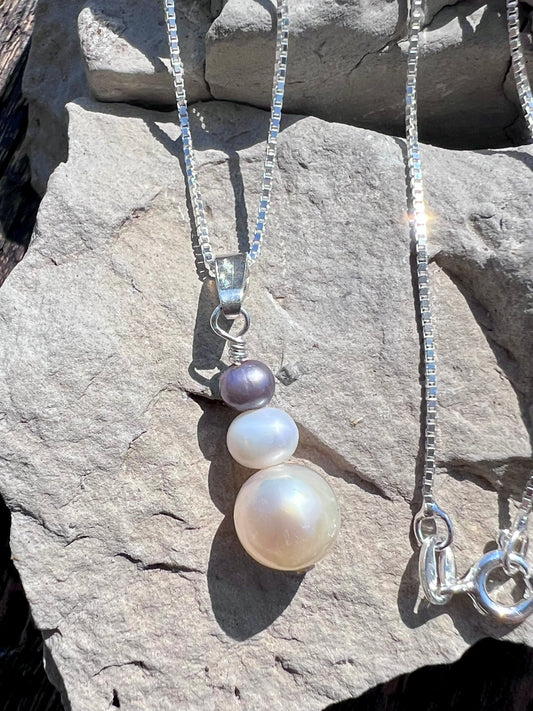 Sterling Box-chain 16β w/ Cultured Cultured Pearl Pendant 1β