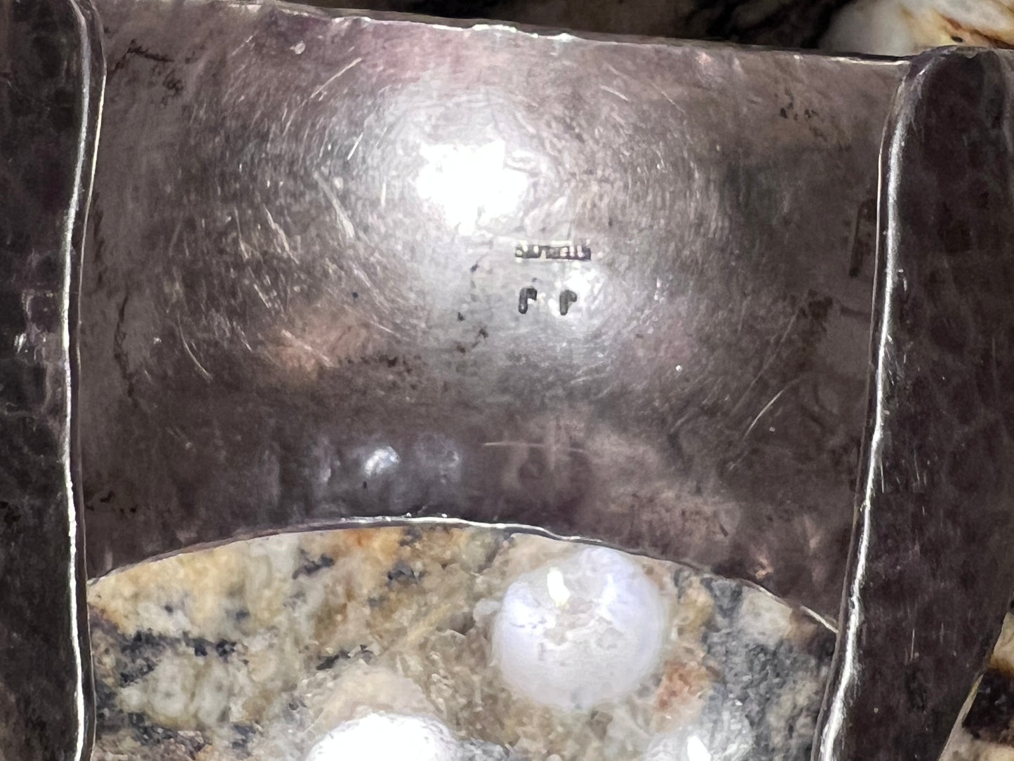 Vintage Native Navajo Handmade Sterling Hammered Domed Cuff Sz 6.25