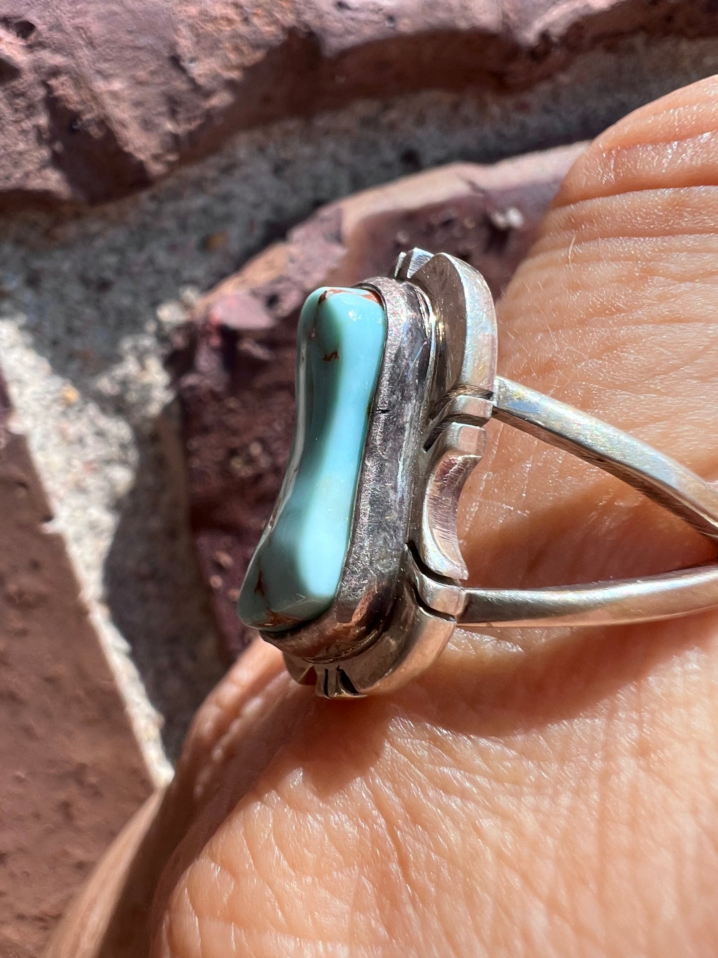 Vintage Native American Handmade Dry Creek Turquoise & Sterling Ring Sz 7