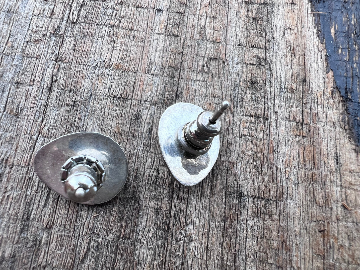 Vintage Native Navajo Handmade Sterling & Opal Bear Paw Post Earrings