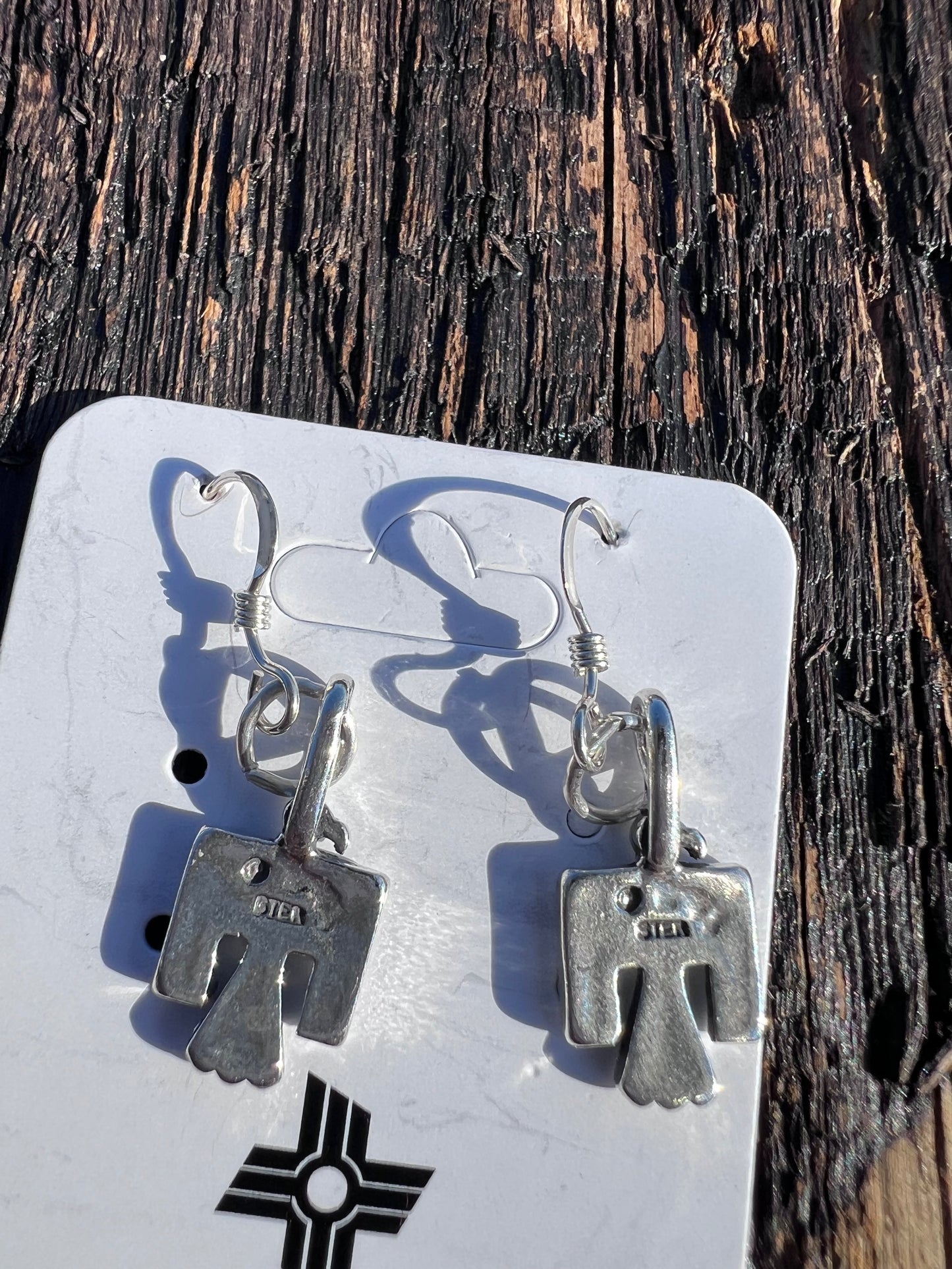 Sterling Silver Box Chain Thunderbird Necklace 15β & Dangle Earrings 1 3/8β Set
