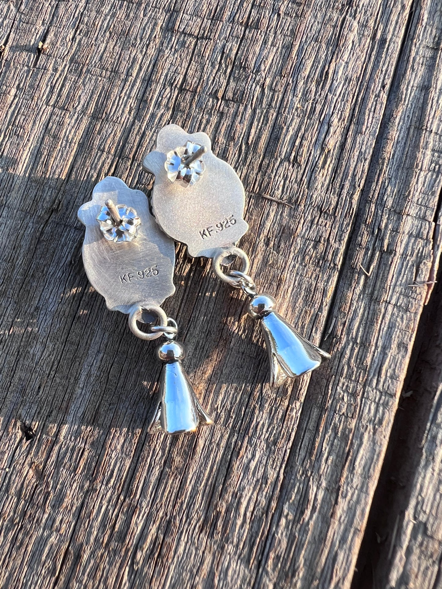 Native American Handmade Sonoran Gold Blossom Post Earrings Sz 1.6”