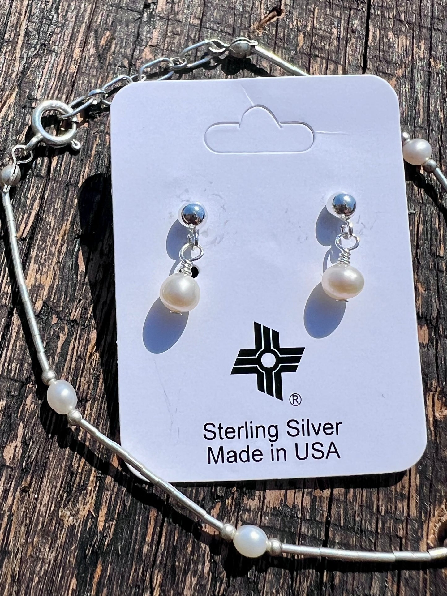 Sterling Silver Cultured Pearl Post Earrings 1/2β & Bracelet Sz 7-8β Set