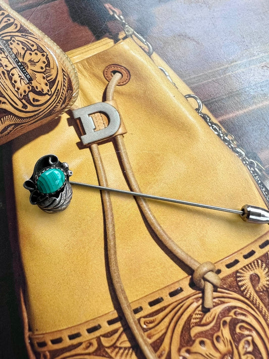 Vintage 1940βs Native Navajo Sterling & Malachite Hat Pin