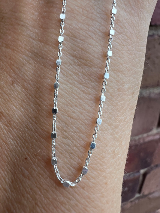 Sterling Silver Dainty Mirror Chain (made in Italy)18”