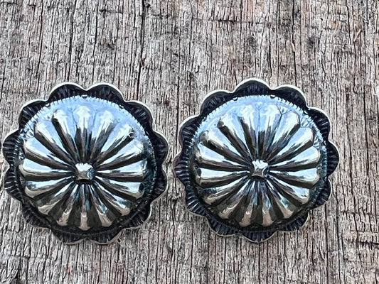 Sterling Concho Post Earrings 3/4”