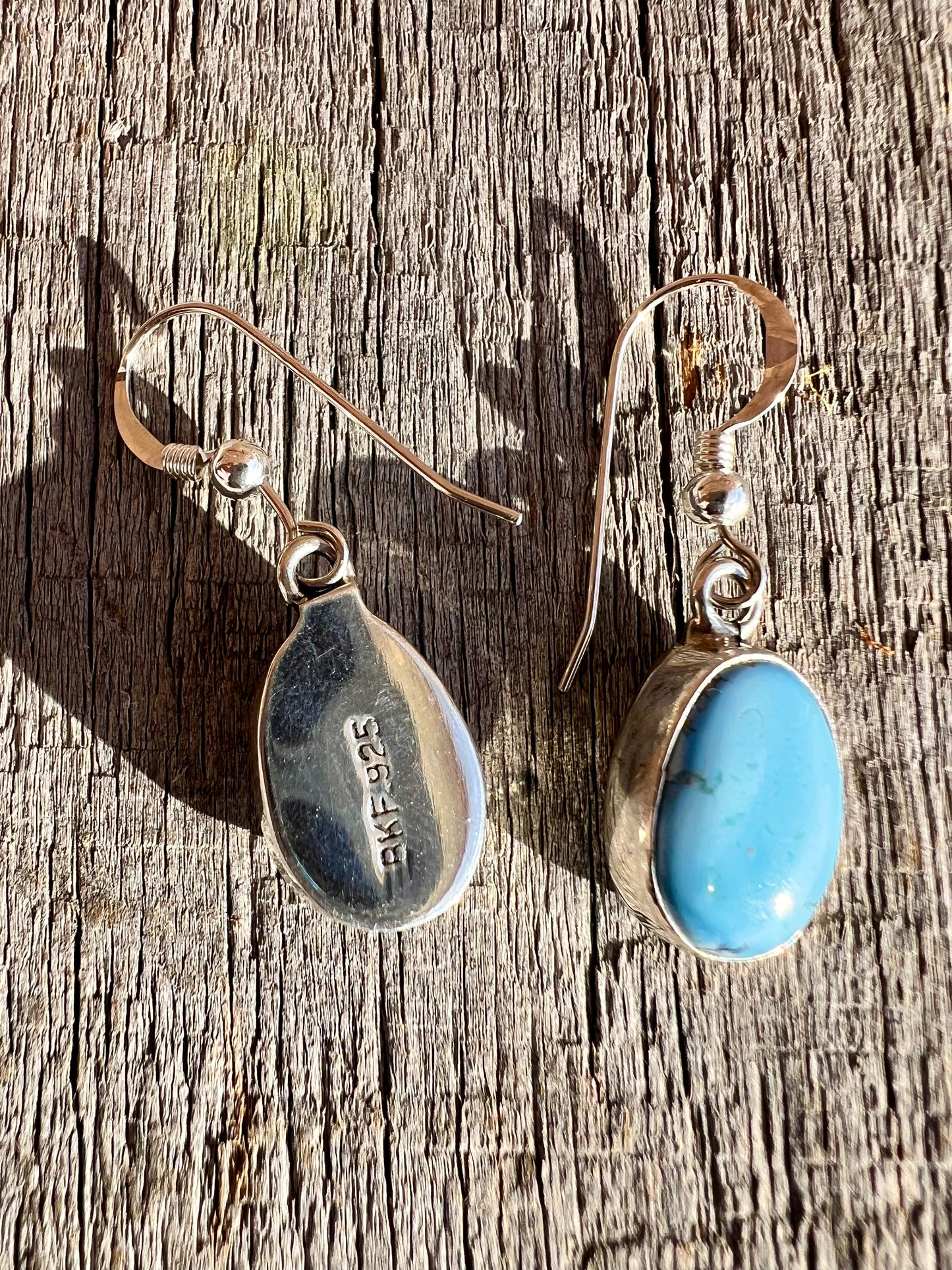 Golden Hills Turquoise & Sterling Silver Dangle Earrings- Navajo Handmade by Burt Francisco