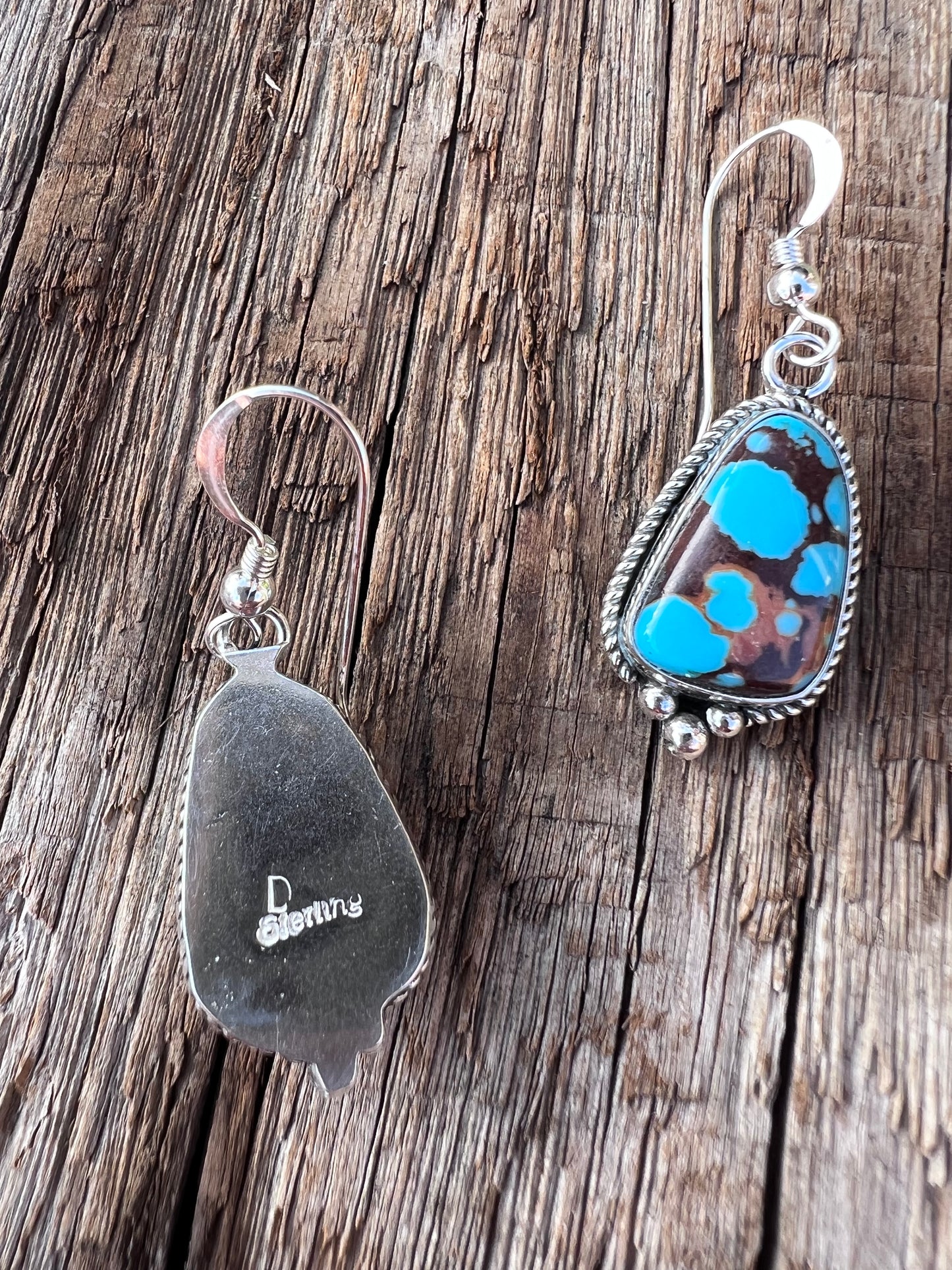 Handmade Egyptian Turquoise Dangle Earrings 1 5/8” long