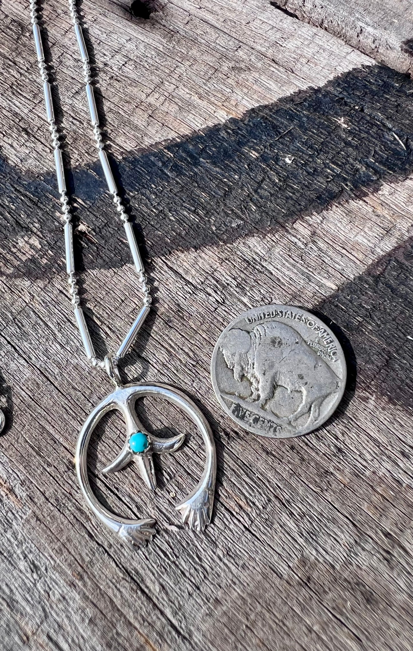 Sterling Silver Naja w/Turquoise and Sterling 18” Chain
