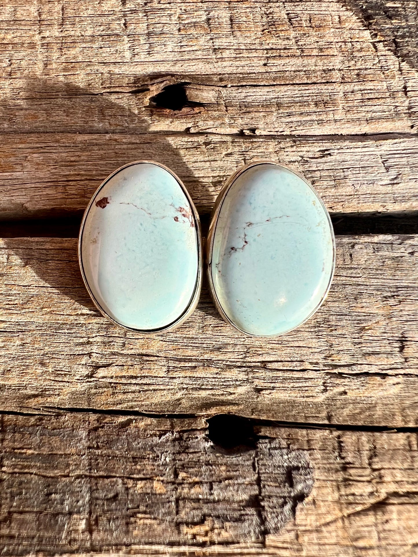Golden Hills Turquoise & Sterling Post Earrings- Navajo Handmade by Lee Sandoval