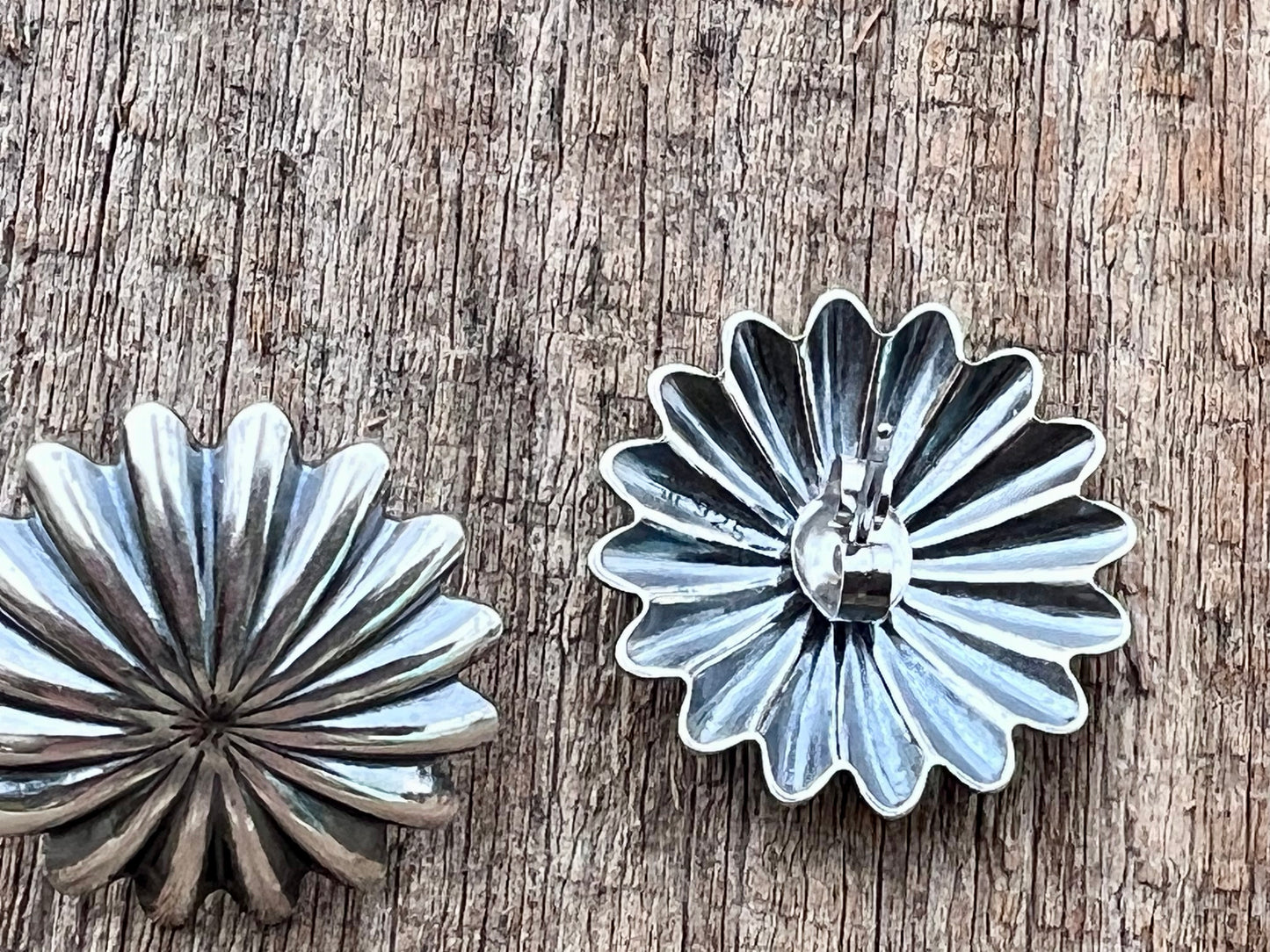 Sterling Concho Post Earrings 3/4”