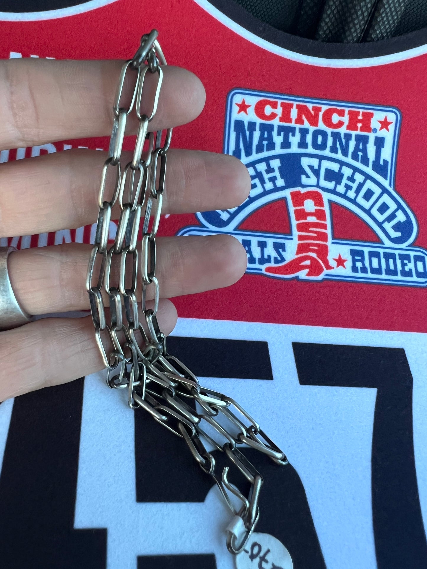 Handmade Sterling Heavy Paperclip Chain Necklace 24”