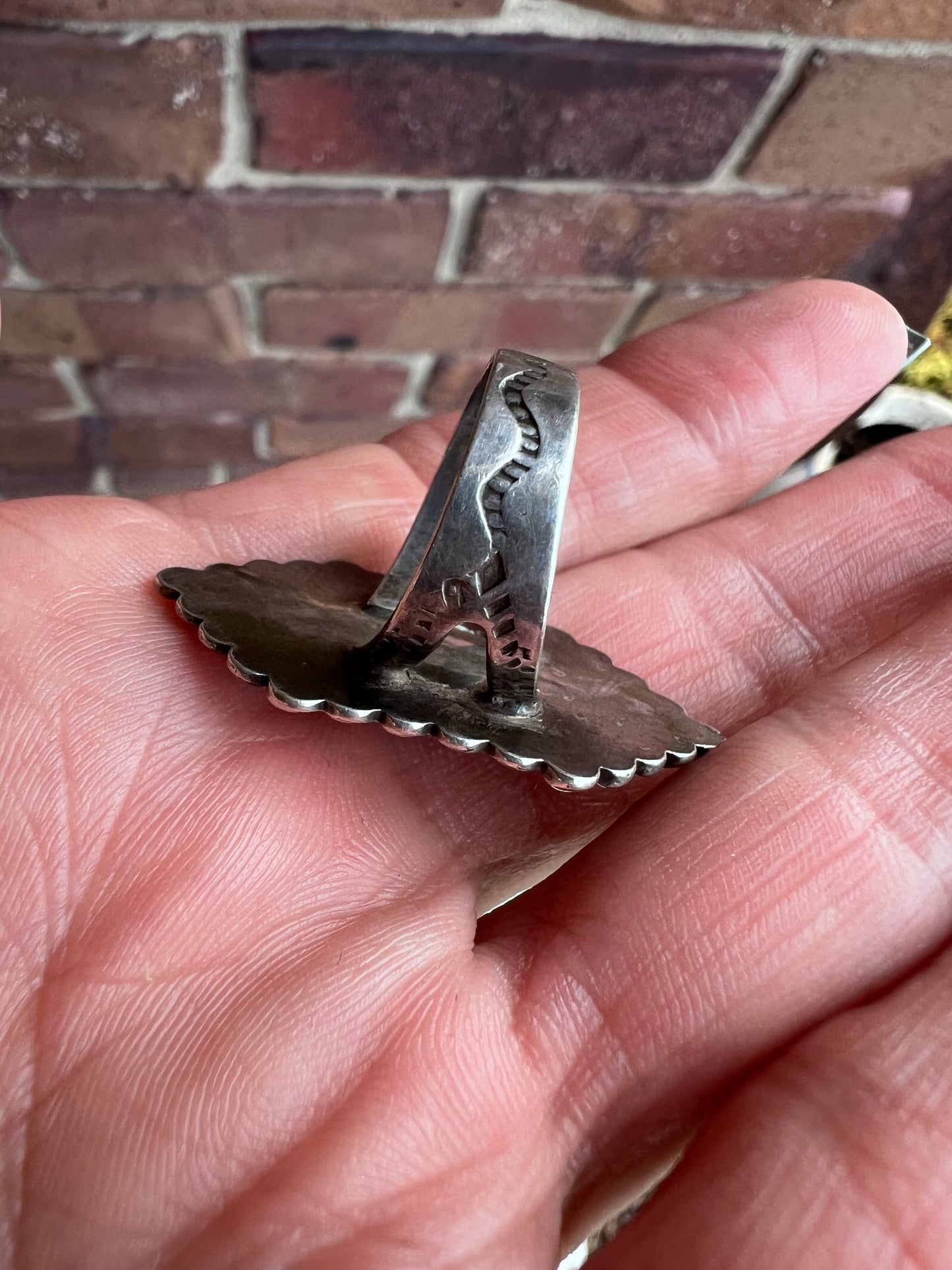 Vintage 1960’s Harvey Era Green Turquoise & Sterling Ring Sz 6