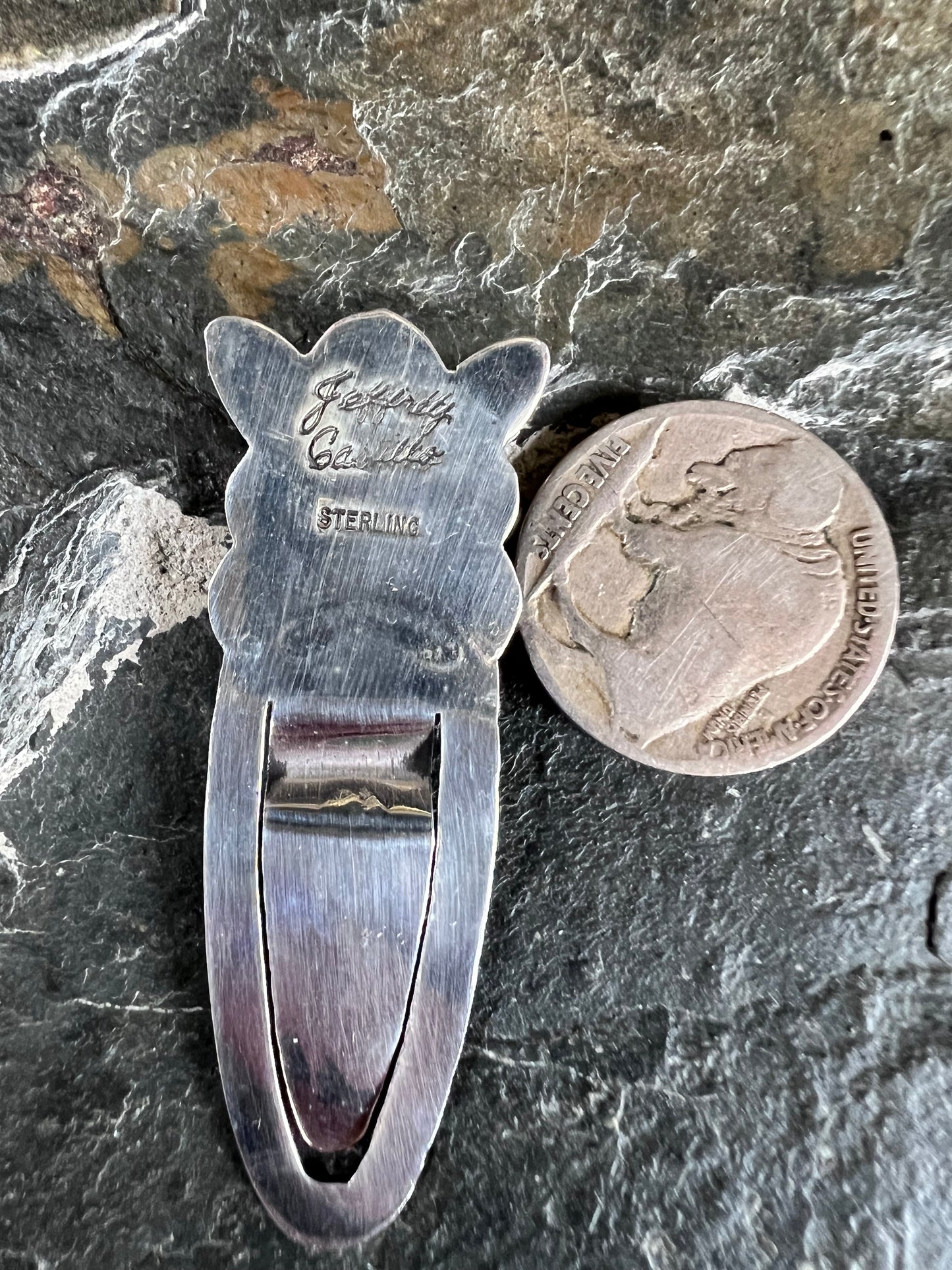 Native American Handmade by Jeffrey Castillo- Sterling Silver & Turquoise Bookmark 2”x3/4”