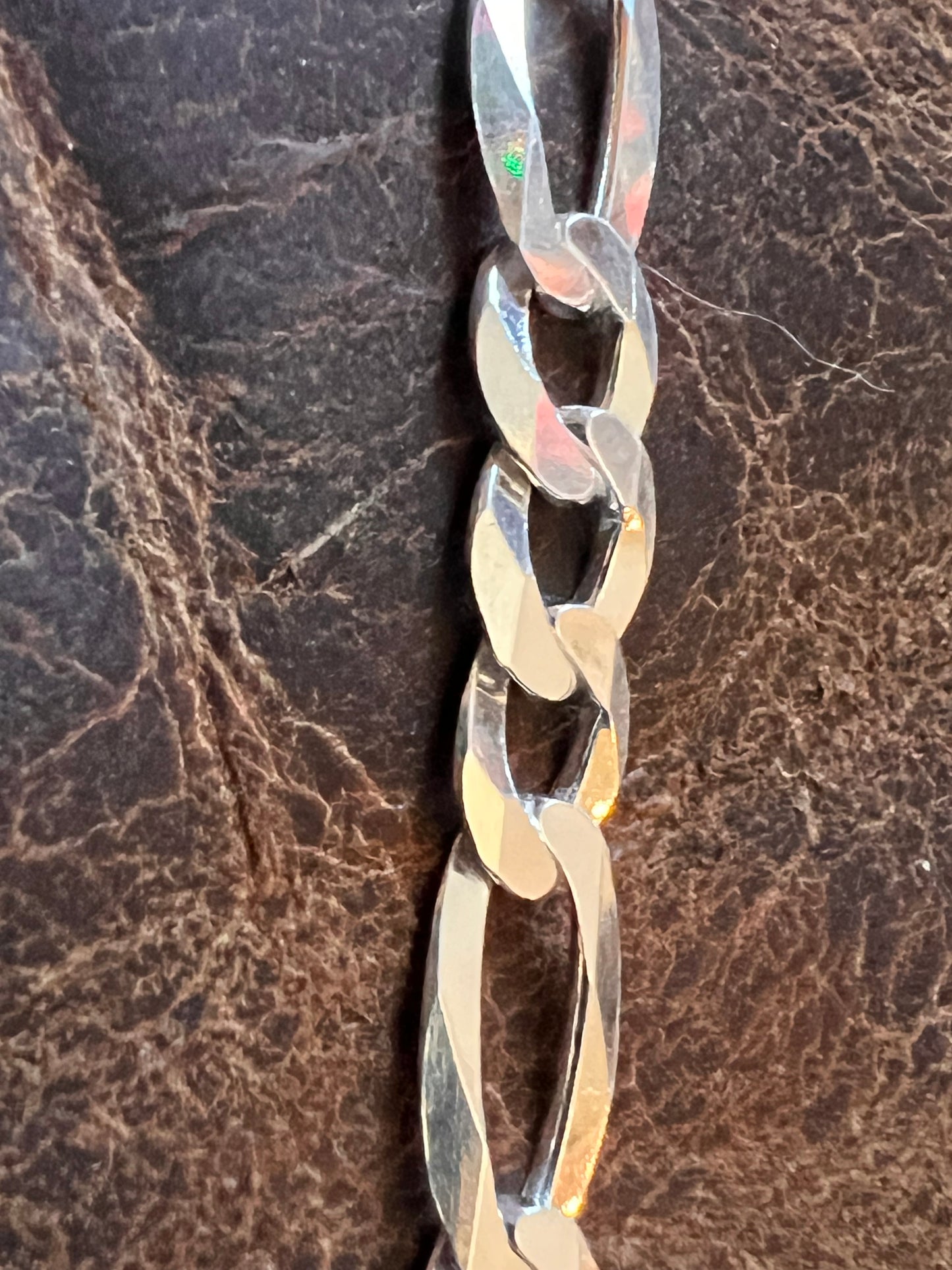 Sterling Silver Italian Figaro Chain Necklace 20” 8mm