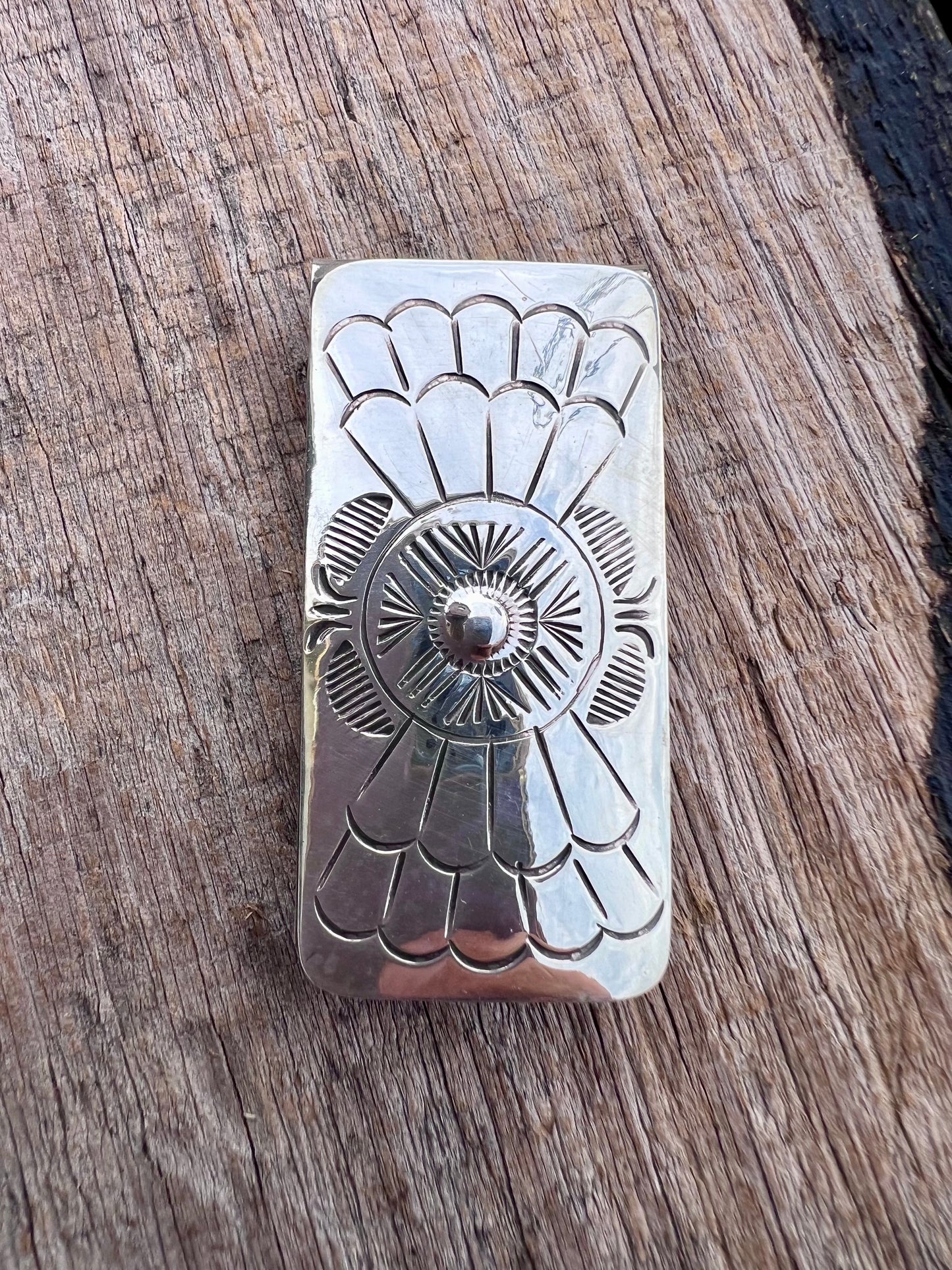 Native American Handmade by Bertha Begay- Sterling Money Clip 2”x 1”