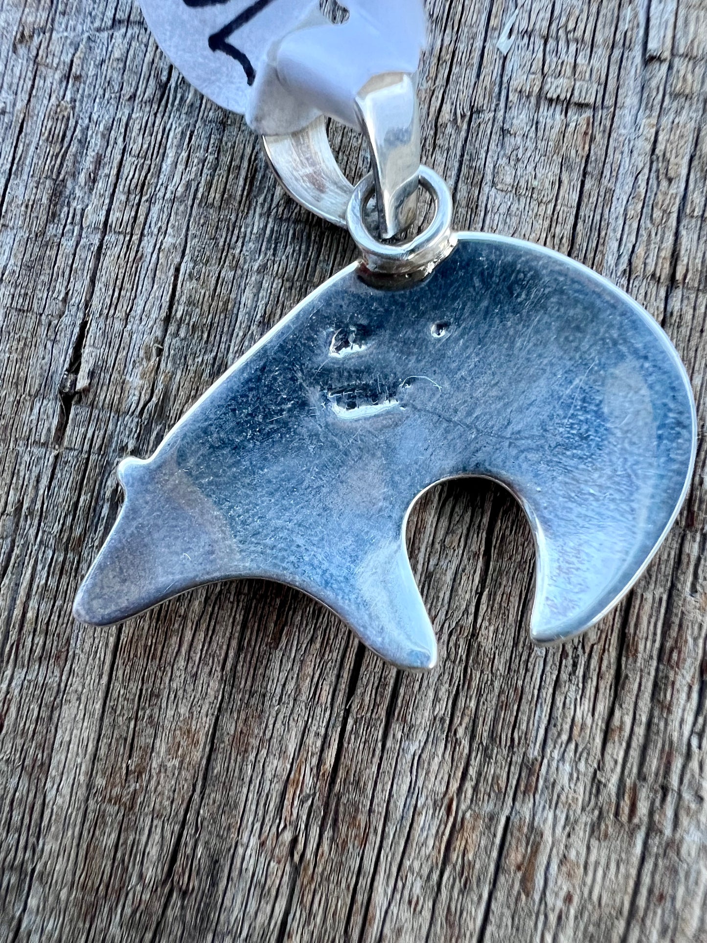 Native American Handmade Sterling Bear Petroglyph Pendant 1.25”x1.25”