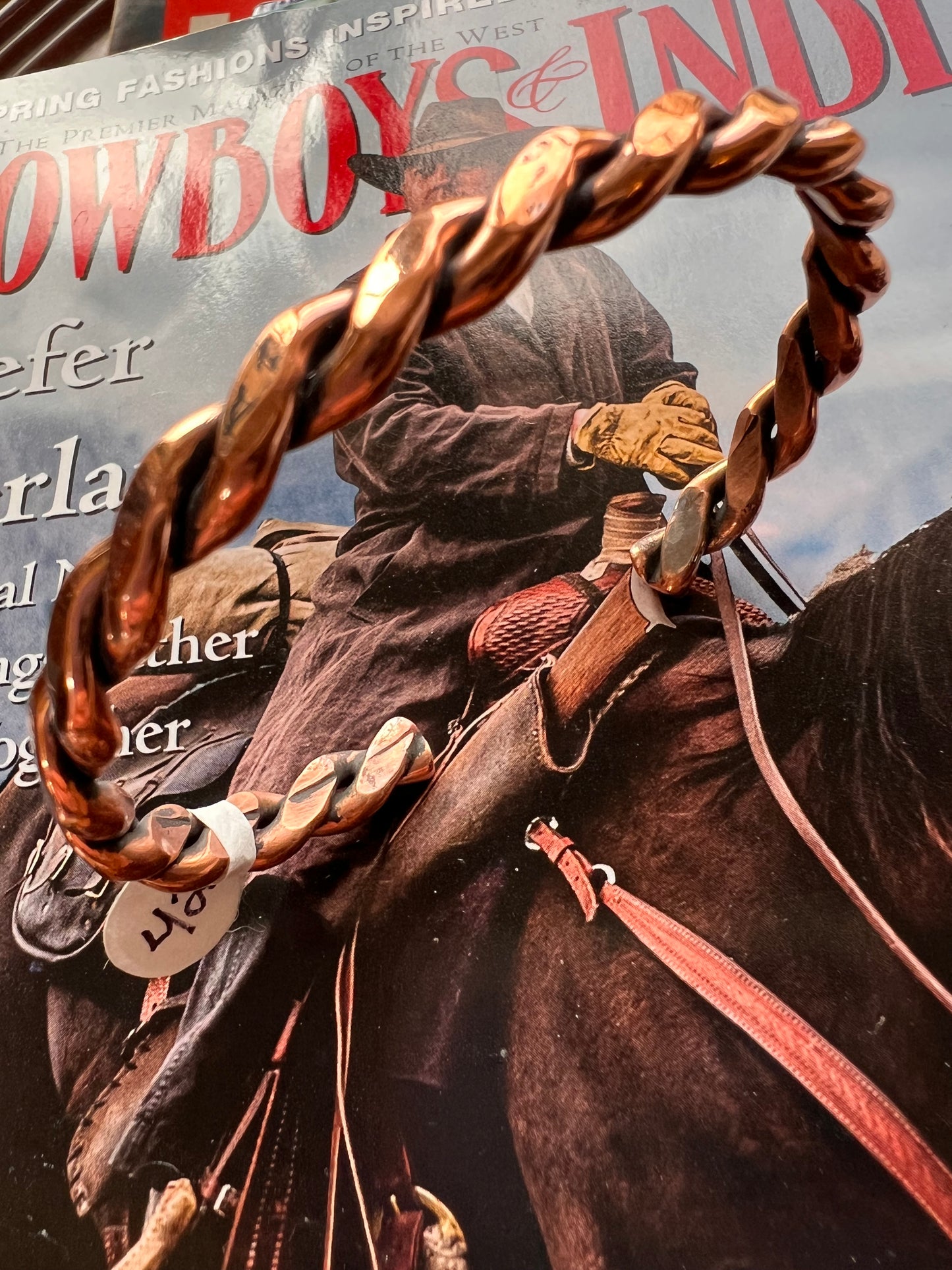 Copper Heavy Twist Wire Cuff Bracelet 7 1/8”